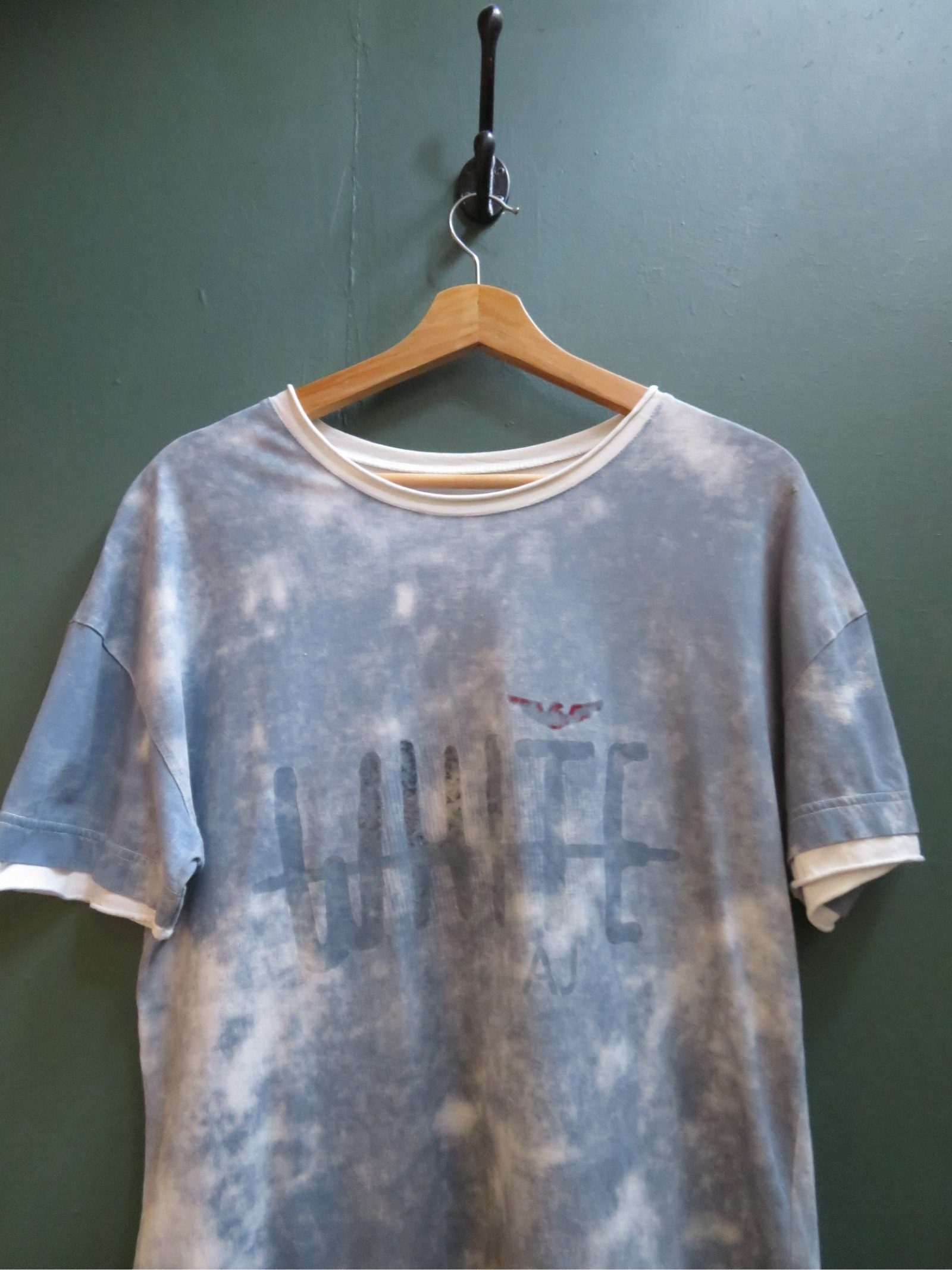 Armani Jeans Men's Blue & White Tie-Dye Logo T-Shirt Medium image 2