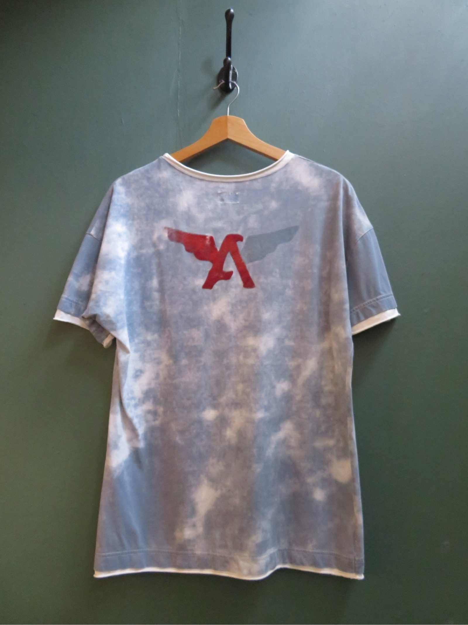 Armani Jeans Men's Blue & White Tie-Dye Logo T-Shirt Medium image 5