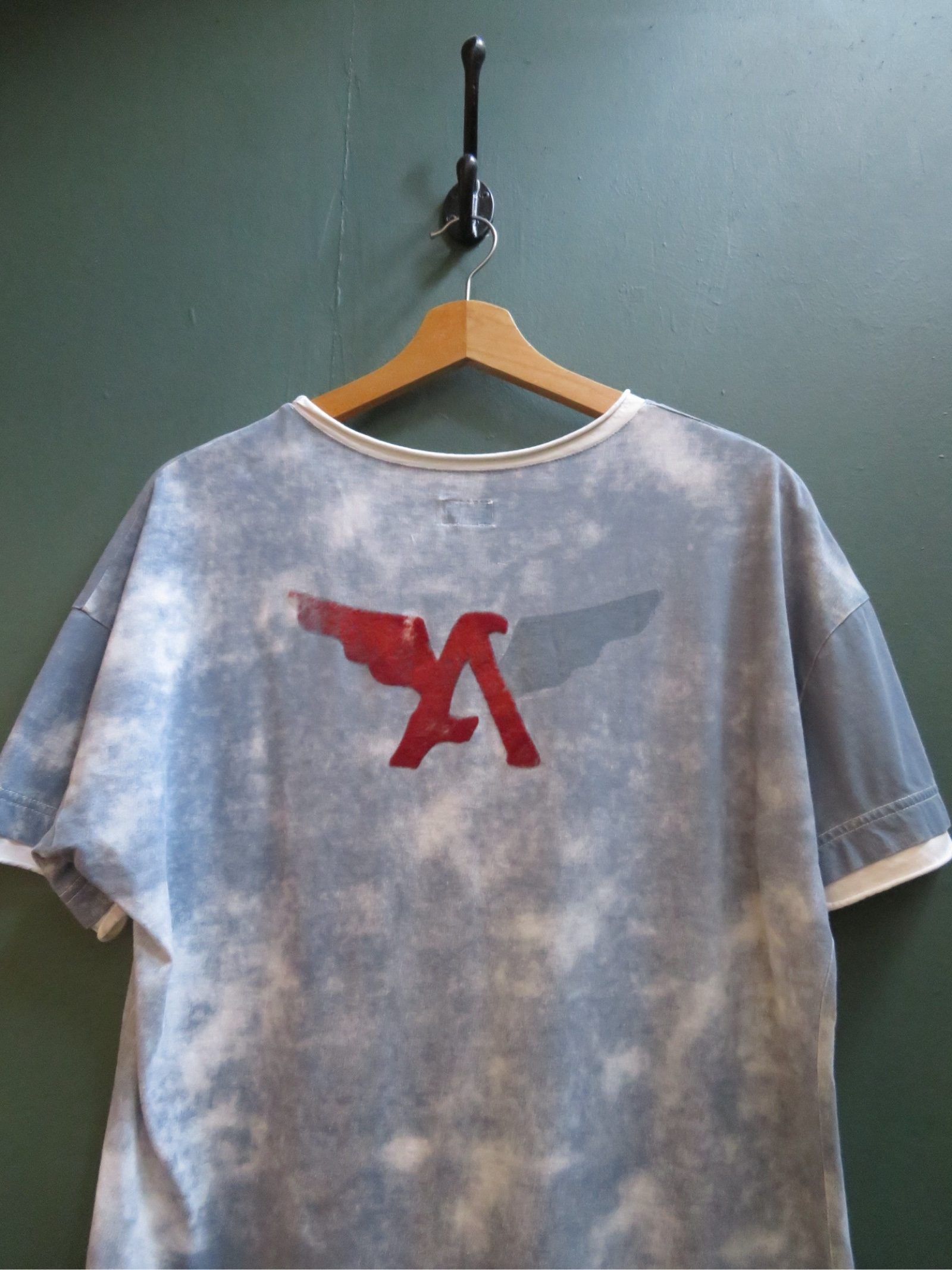 Armani Jeans Men's Blue & White Tie-Dye Logo T-Shirt Medium image 6