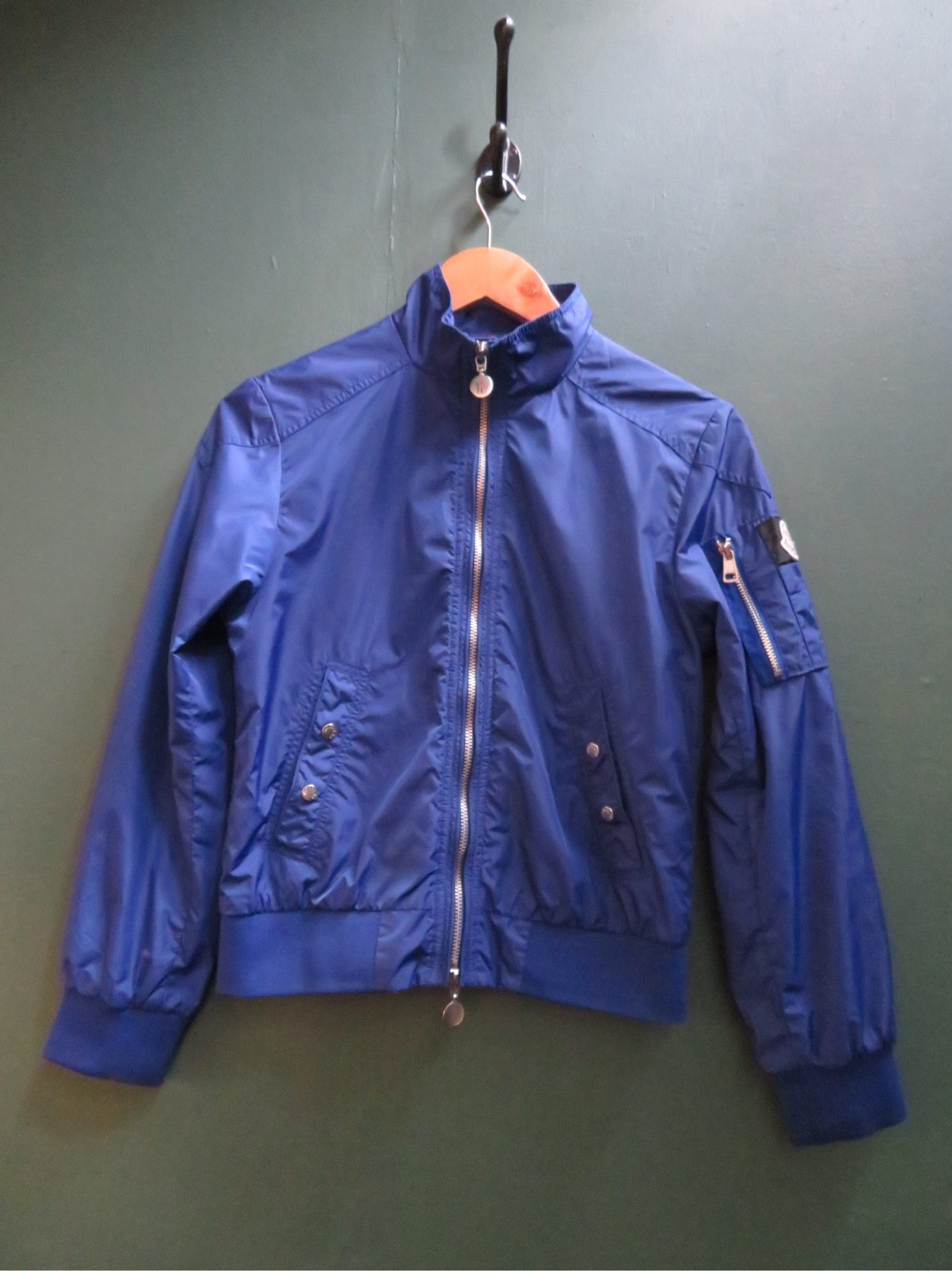 Moncler Blue Lightweight Bomber Jacket Small