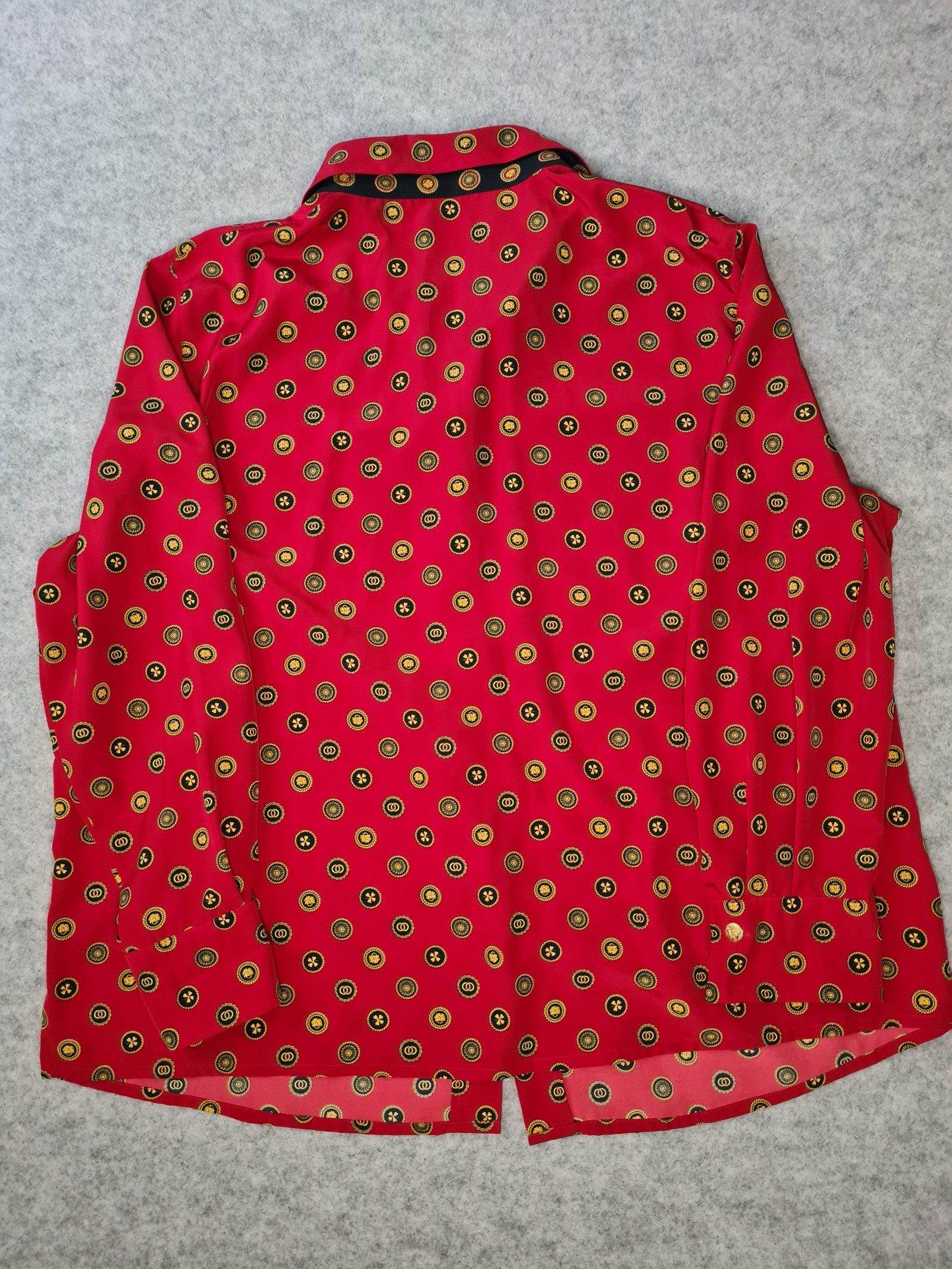 ARA Red Button-Up Party Shirt Gold Oversized Size L 1170 image 4