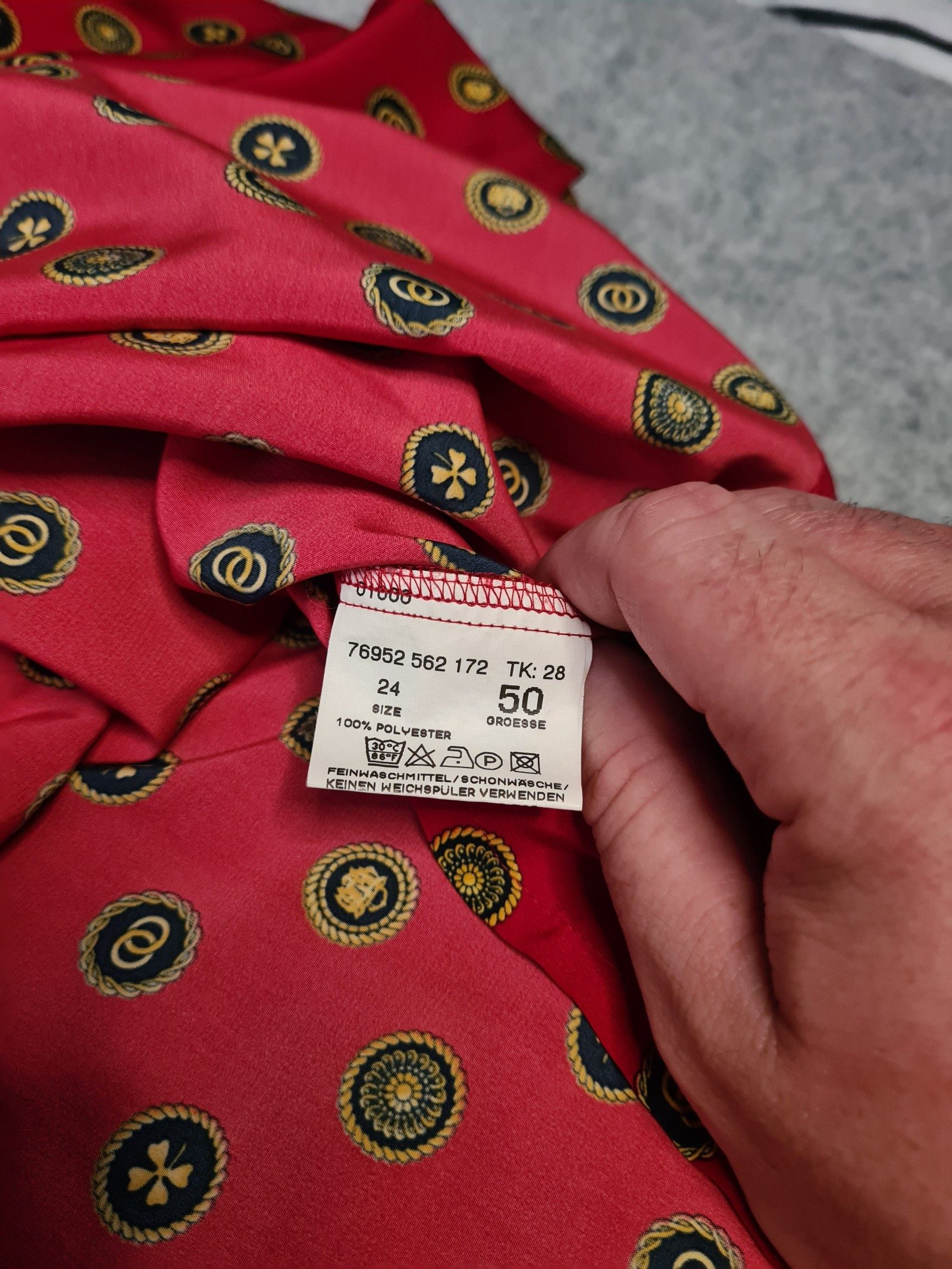 ARA Red Button-Up Party Shirt Gold Oversized Size L 1170 image 7