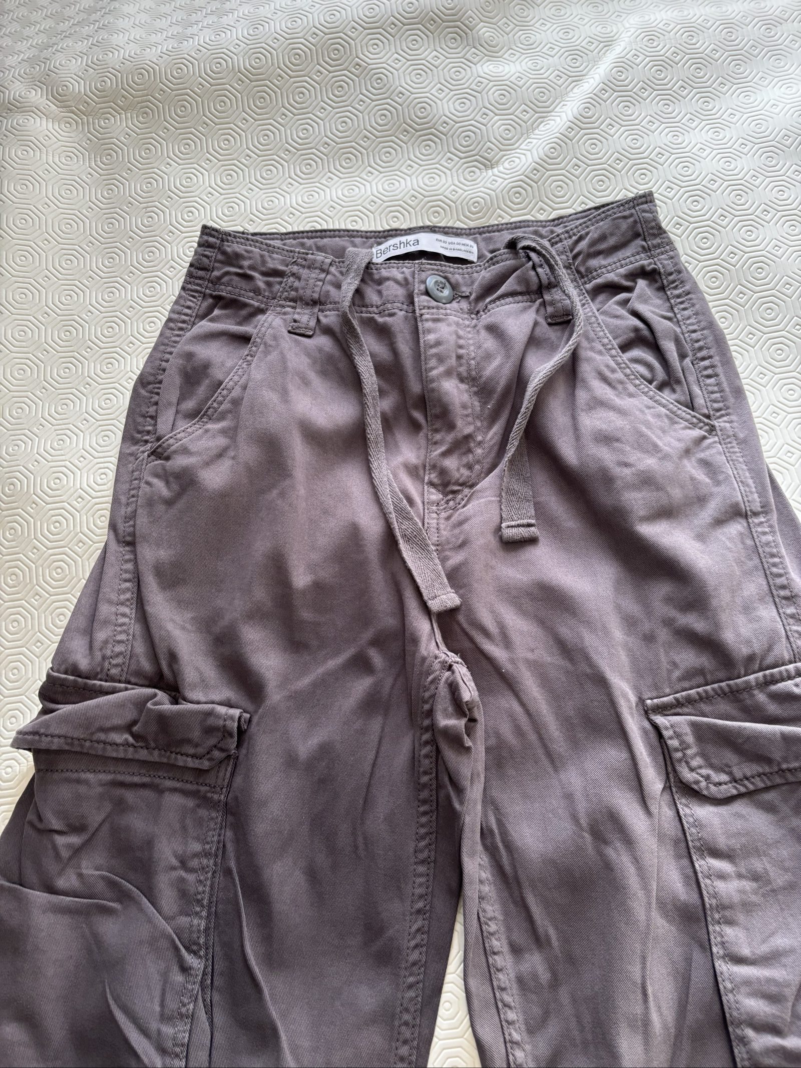 Bershka Grey Cargo Pants Medium Cotton Casual image 2