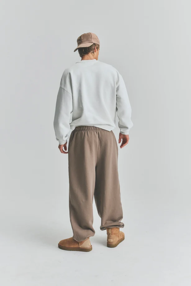 ELWOOD Men Brown Core Sweatpants Large Elastic Waist Drawstring Size M image 4