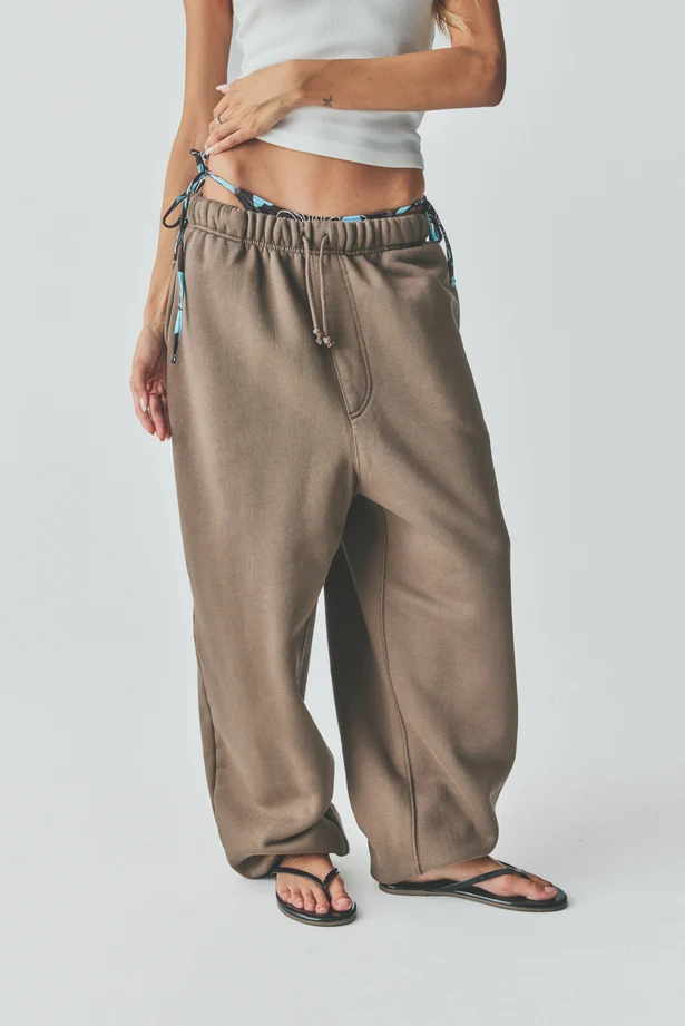 ELWOOD Men Brown Core Sweatpants Large Elastic Waist Drawstring Size M image 5