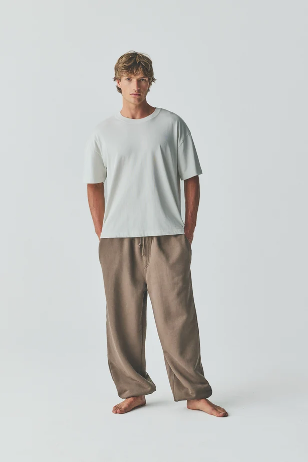 ELWOOD Men Brown Core Sweatpants Large Elastic Waist Drawstring Size M image 6