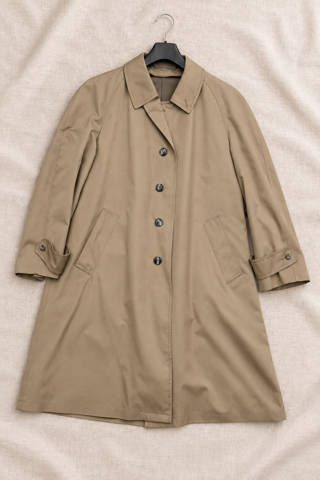 Valmeline Herren Beige Trenchcoat Größe 52 Wollfutter