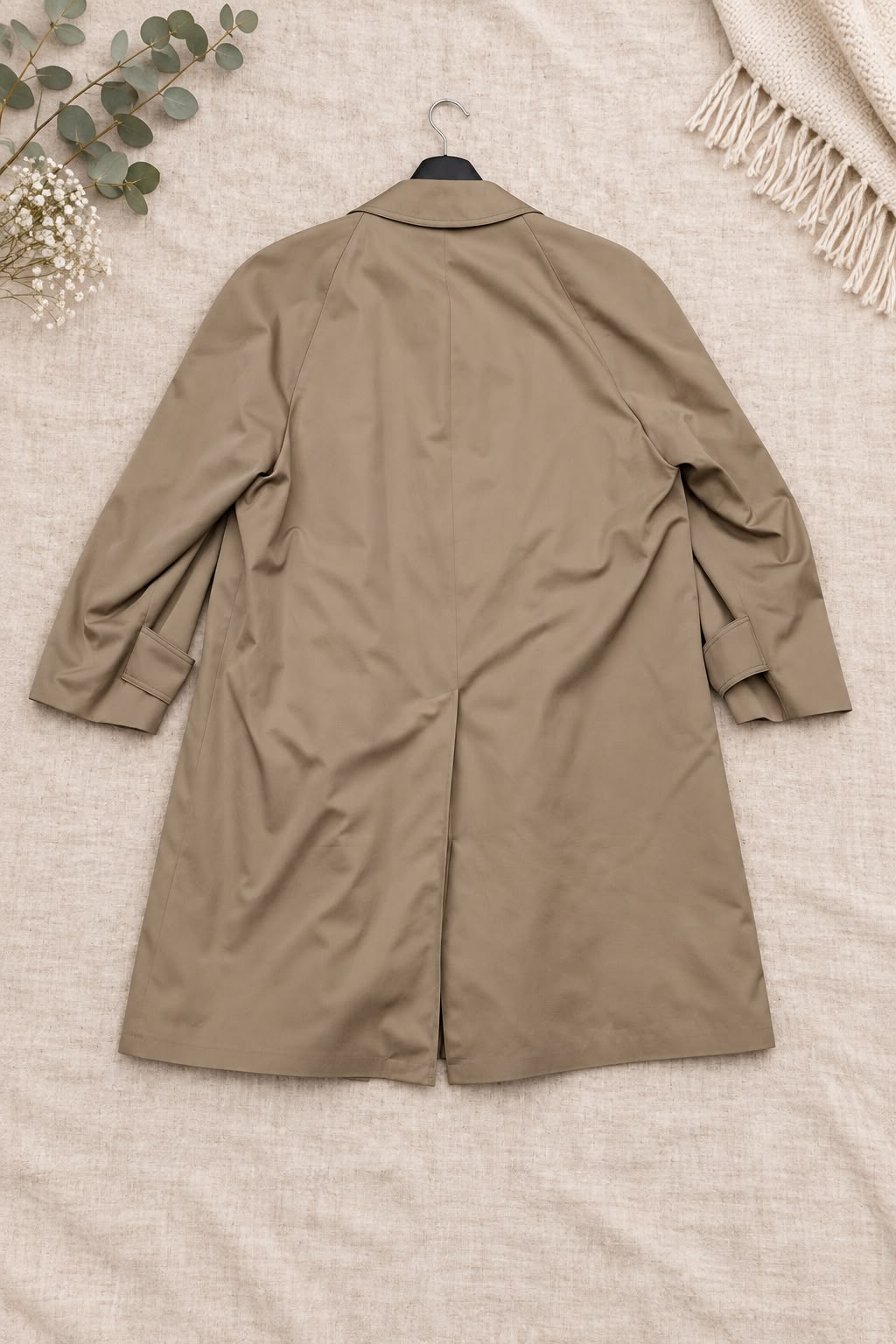 Valmeline Herren Beige Trenchcoat Größe 52 Wollfutter image 3