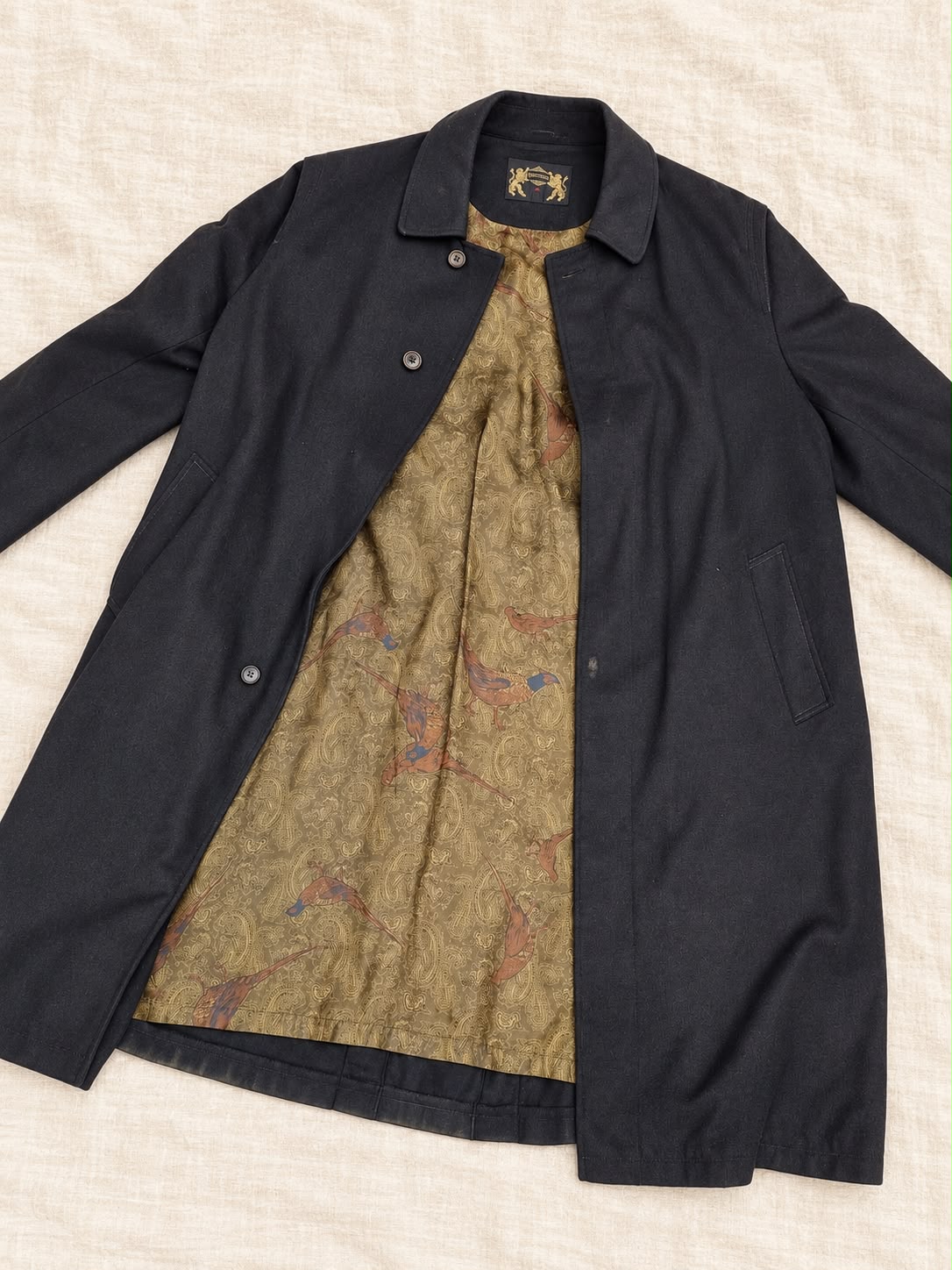 Lodenfrey Herren Anthrazit Woll-Cashmere Mantel Gr. 52 mit Paisley Futter