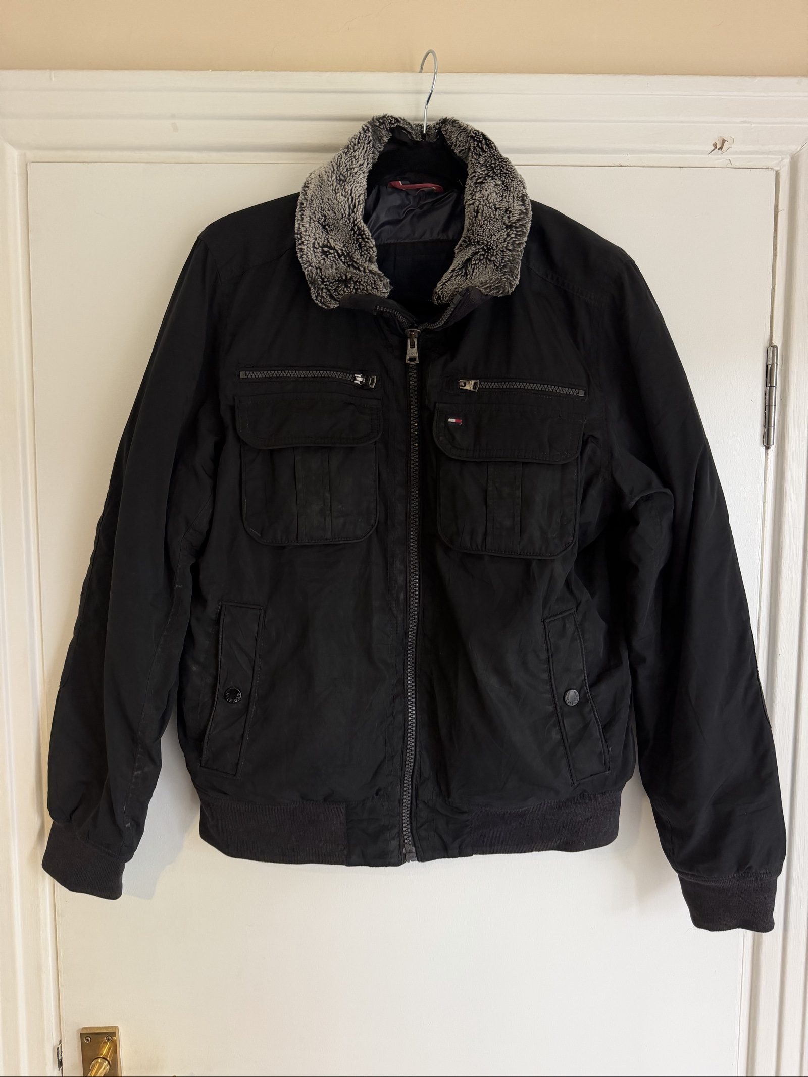 Tommy Hilfiger Black Faux Fur Collar Jacket Small