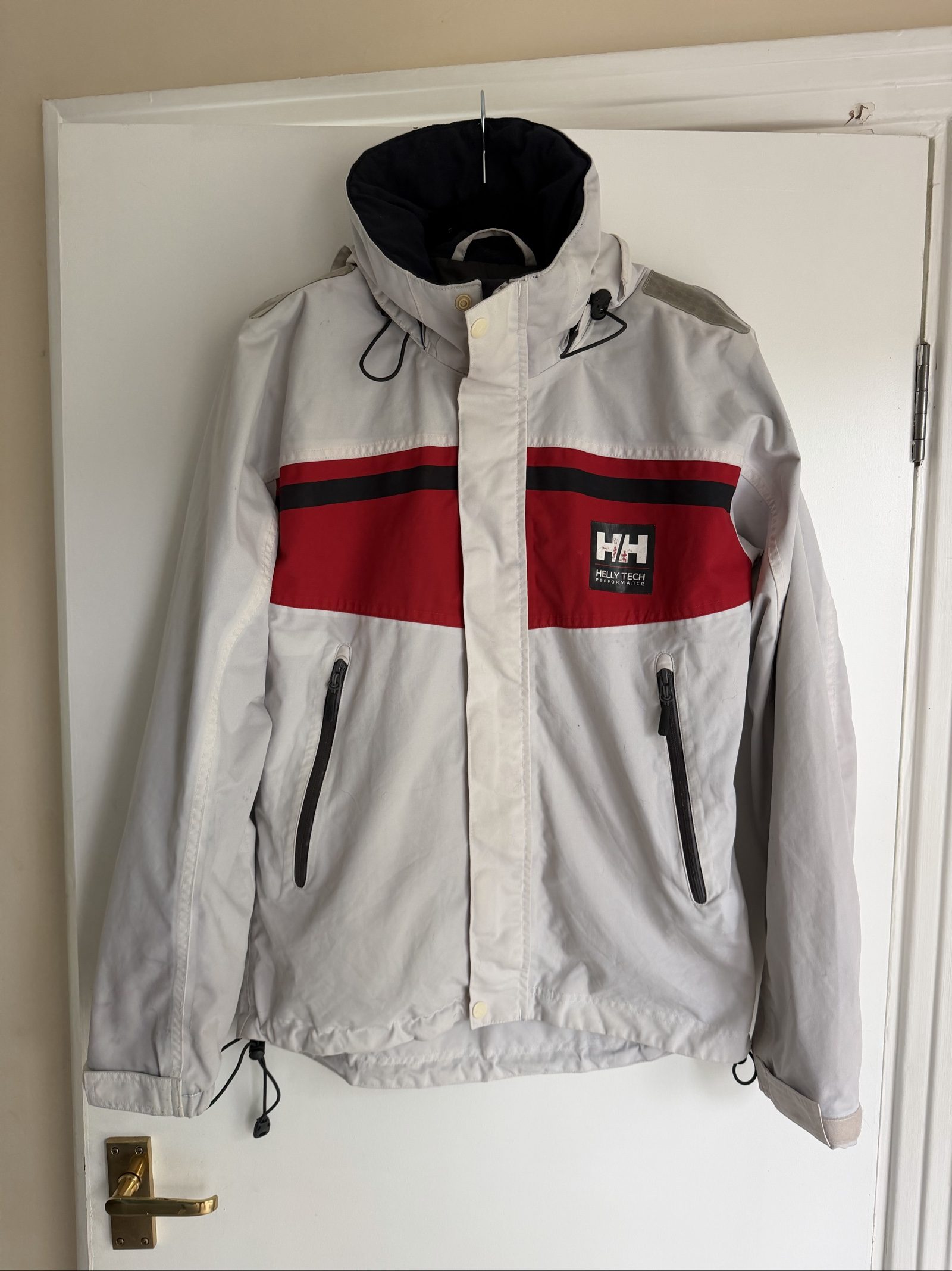 Helly Hansen White & Red Helly Tech Waterproof XS Jacket