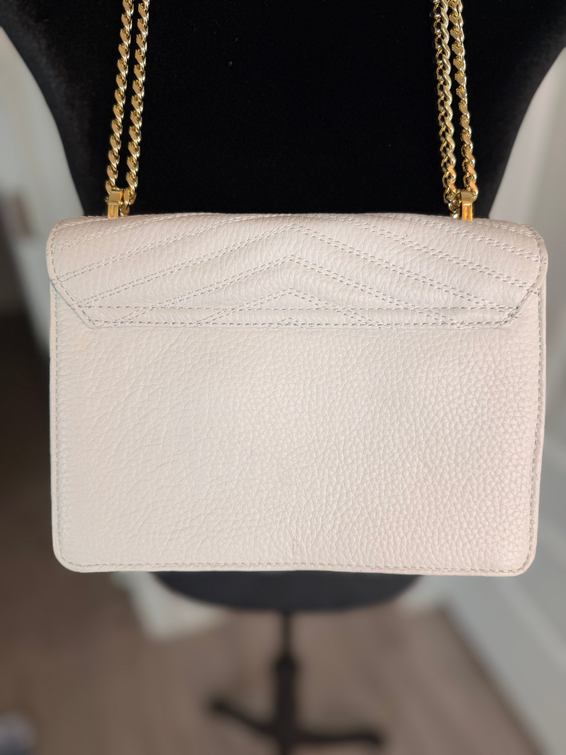 Ted Baker London Ivory Cream Leather Chevron Quilted Envelope Bag Gold Chain image 9