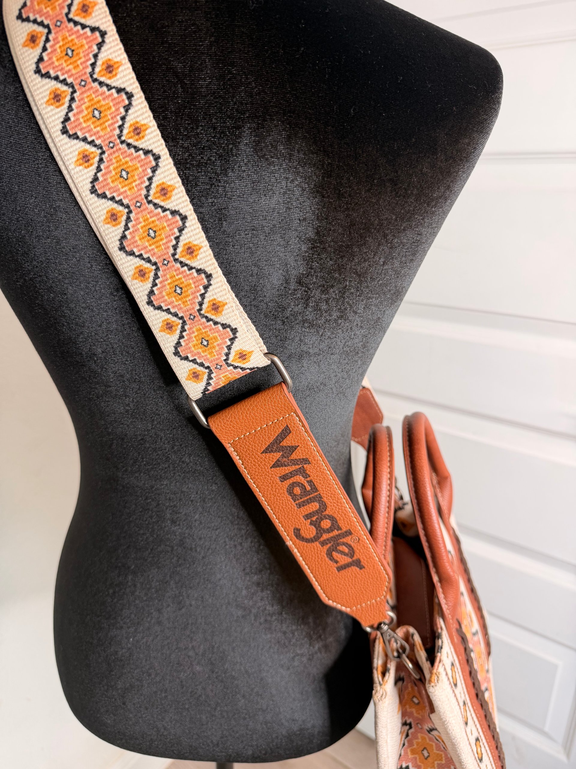 Wrangler Brand Beige & Brown Aztec Pattern Tote Bag image 3
