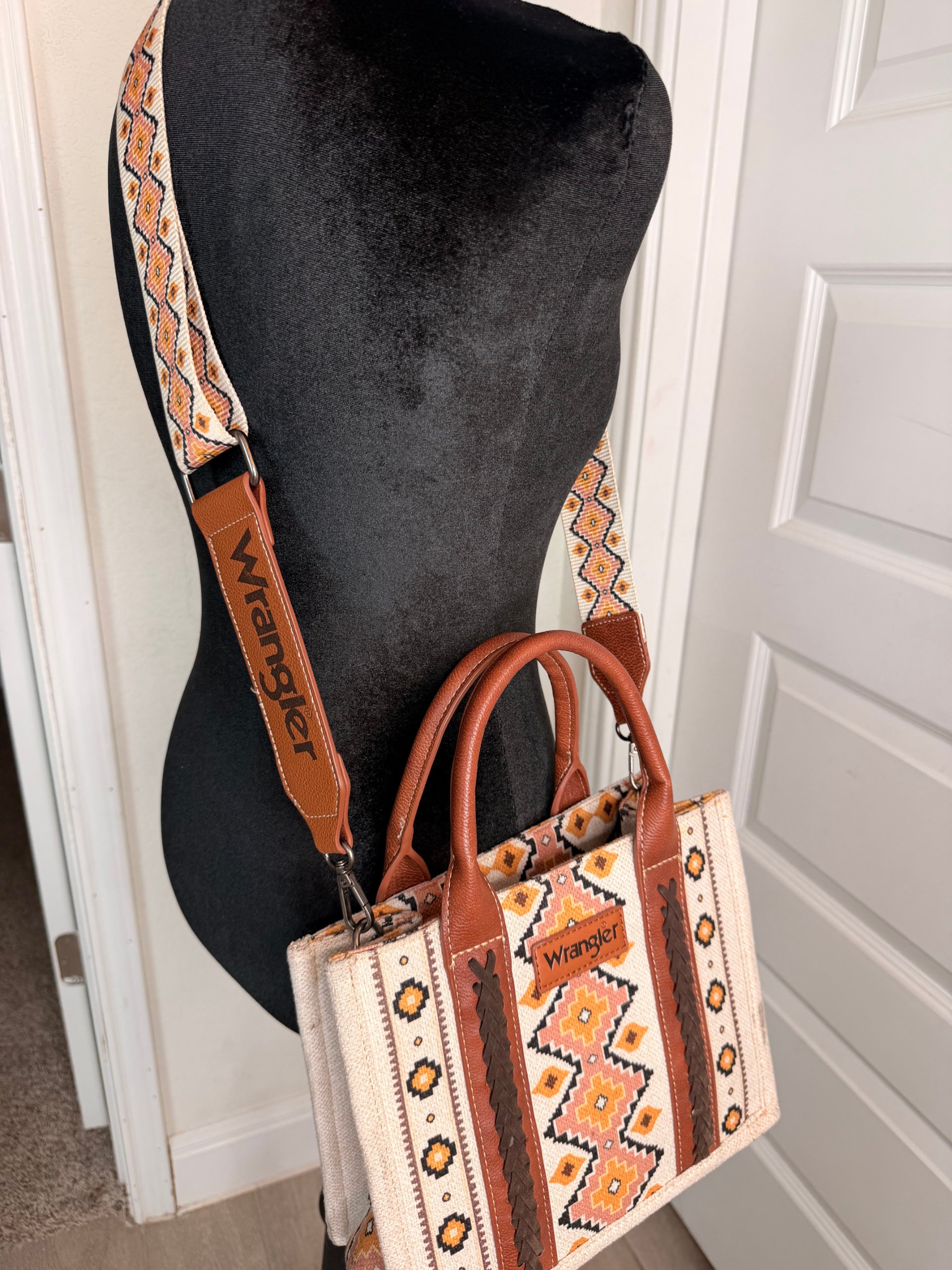 Wrangler Brand Beige & Brown Aztec Pattern Tote Bag image 4