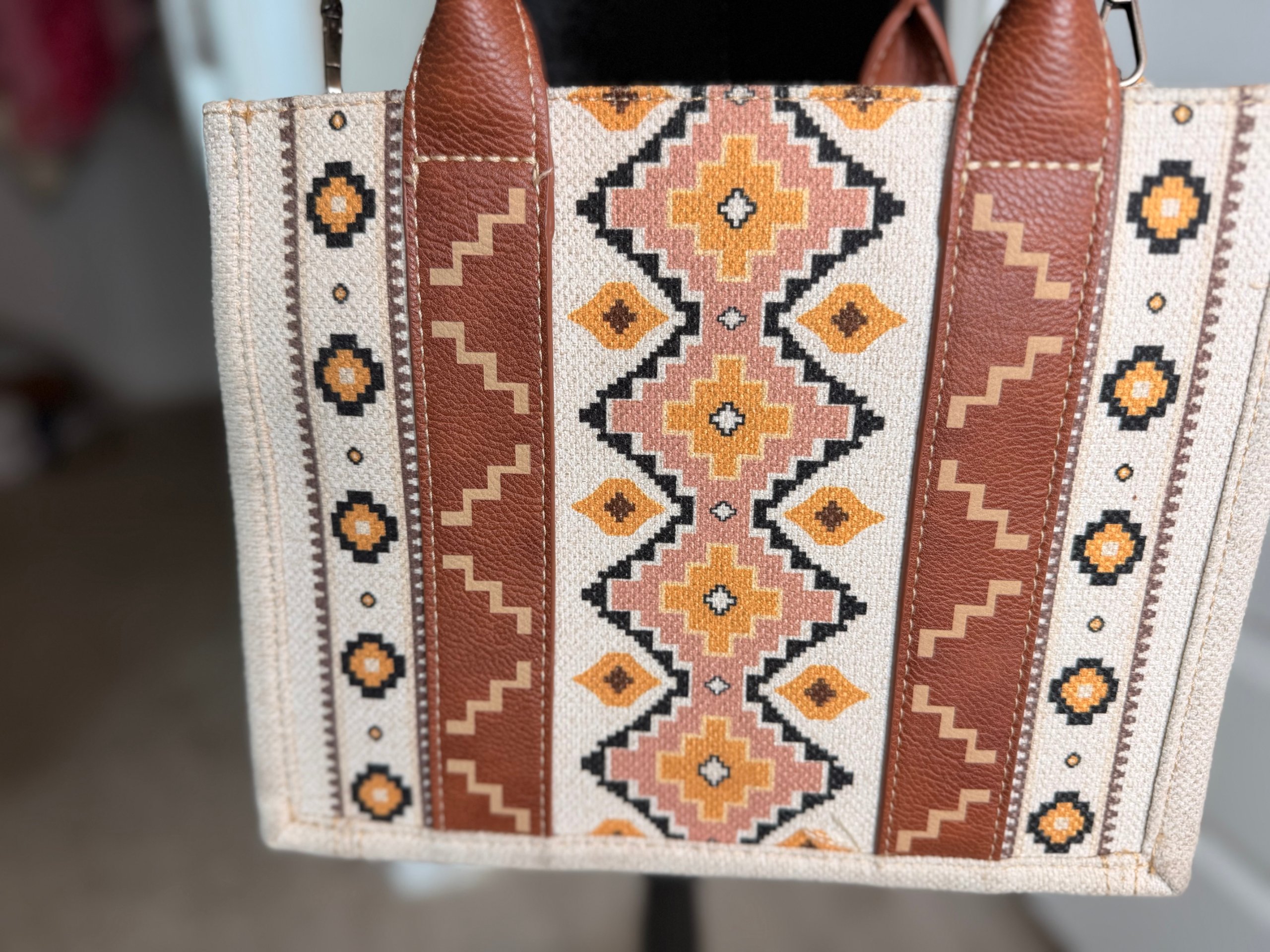 Wrangler Brand Beige & Brown Aztec Pattern Tote Bag image 10
