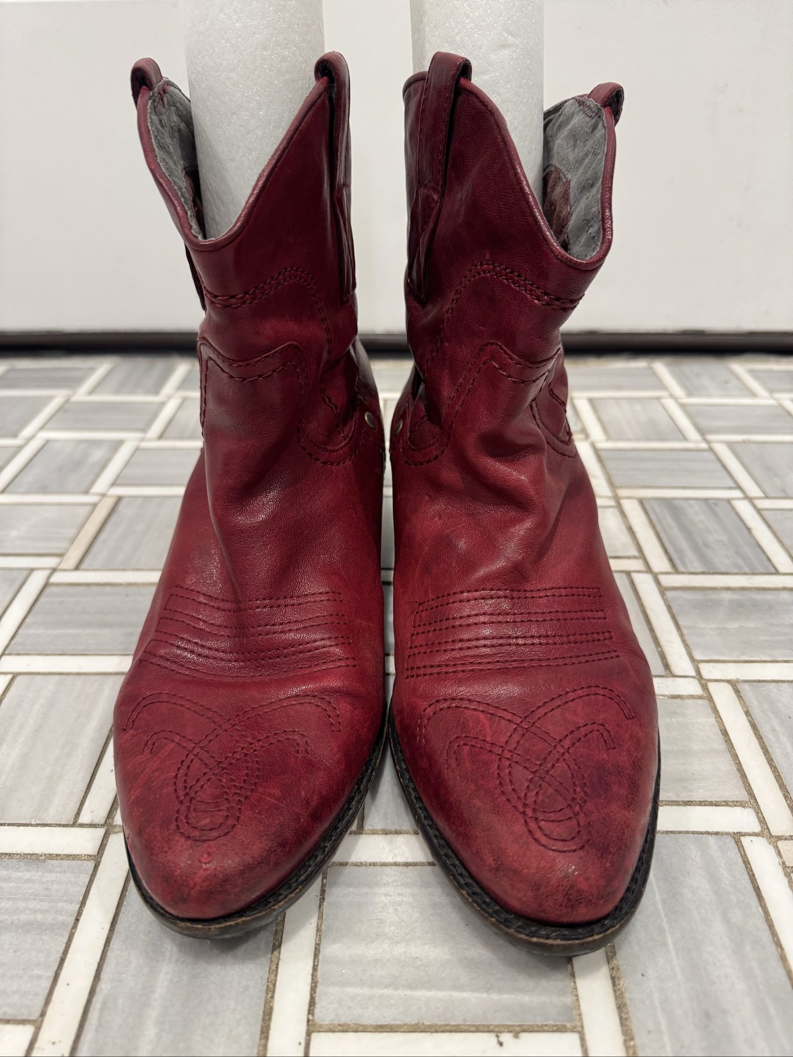 Women’s Franco Sarto Waco Leather Western Boots - Red - Est Size 9-9.5 image 2