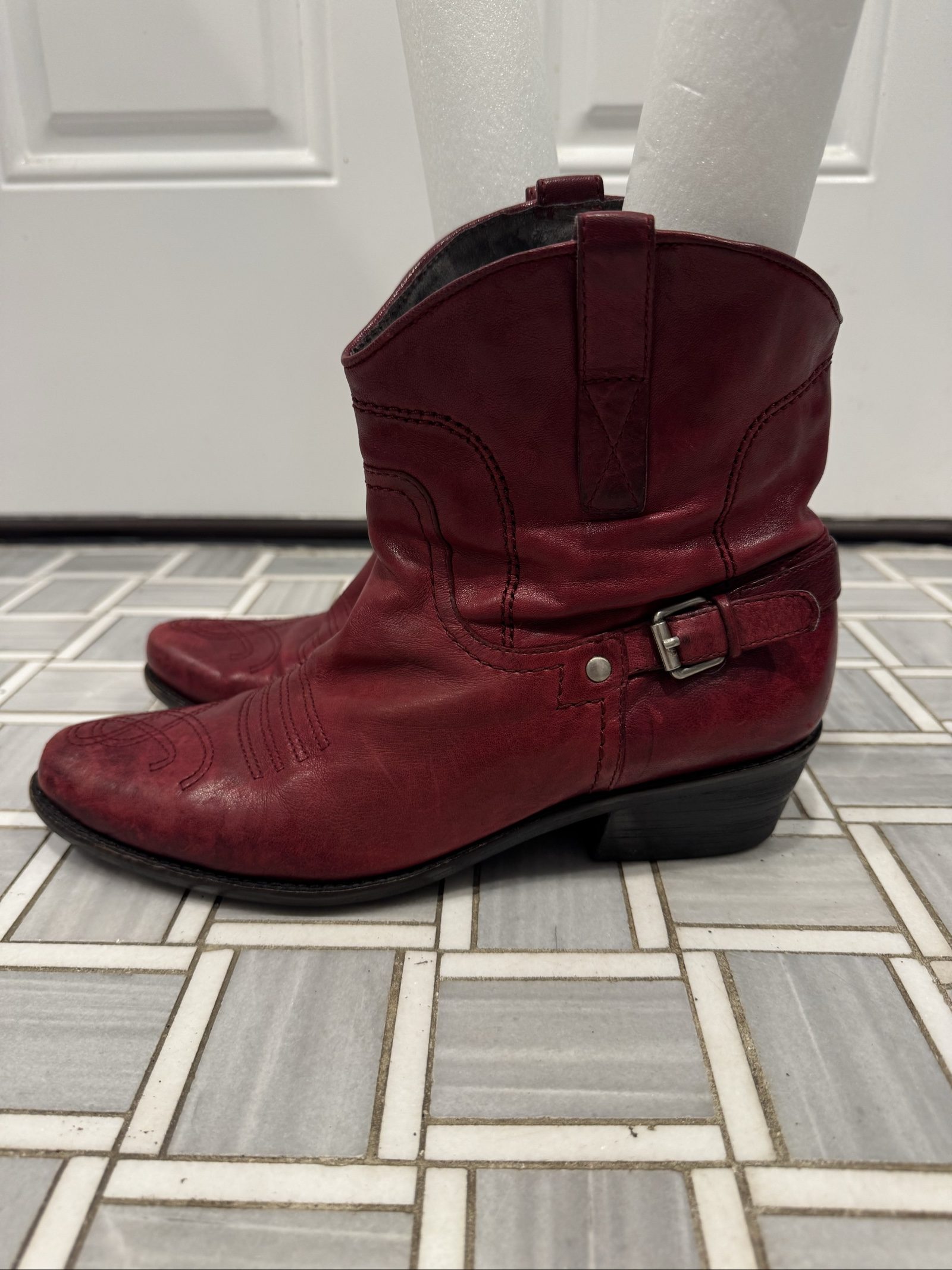 Women’s Franco Sarto Waco Leather Western Boots - Red - Est Size 9-9.5 image 3