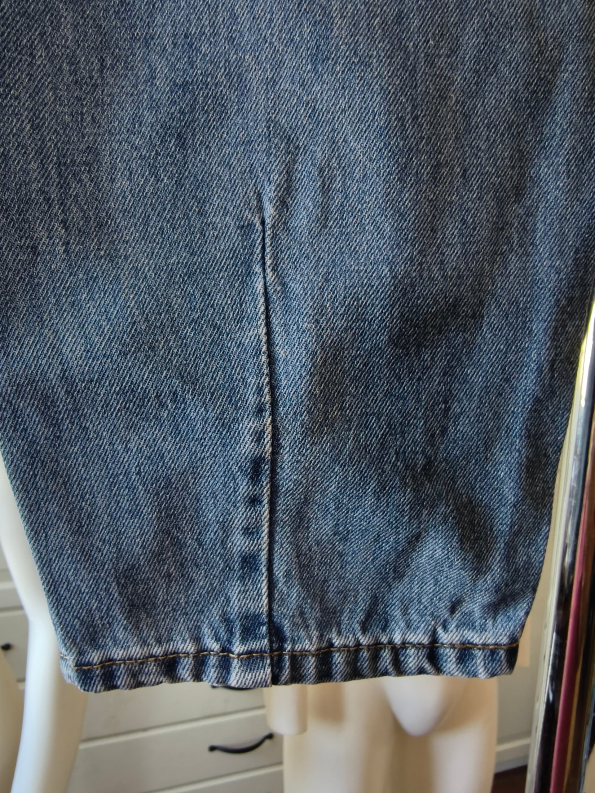 Jeans WAT Donna Mom Fit Tg M Blu 100% Cotone Nuovi Vita Alta Pinces Slouchy image 5