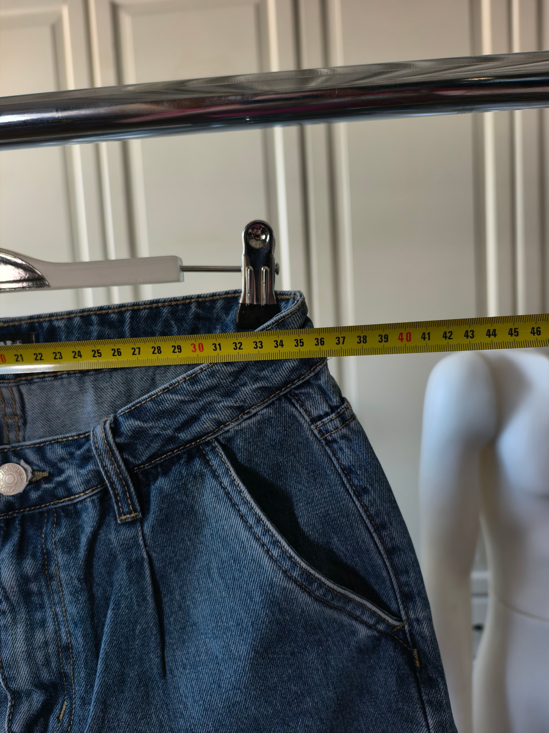 Jeans WAT Donna Mom Fit Tg M Blu 100% Cotone Nuovi Vita Alta Pinces Slouchy image 8