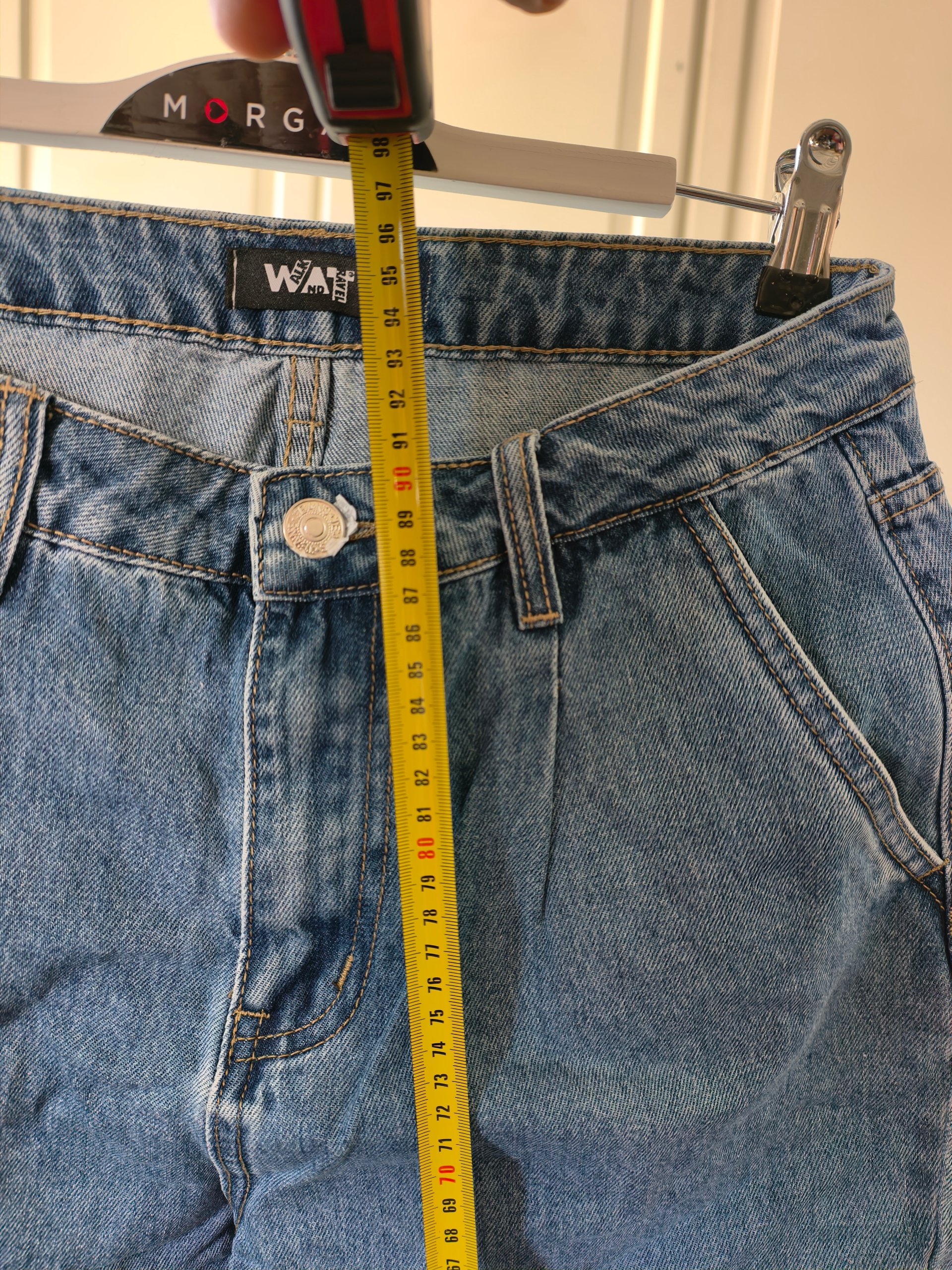 Jeans WAT Donna Mom Fit Tg M Blu 100% Cotone Nuovi Vita Alta Pinces Slouchy image 7