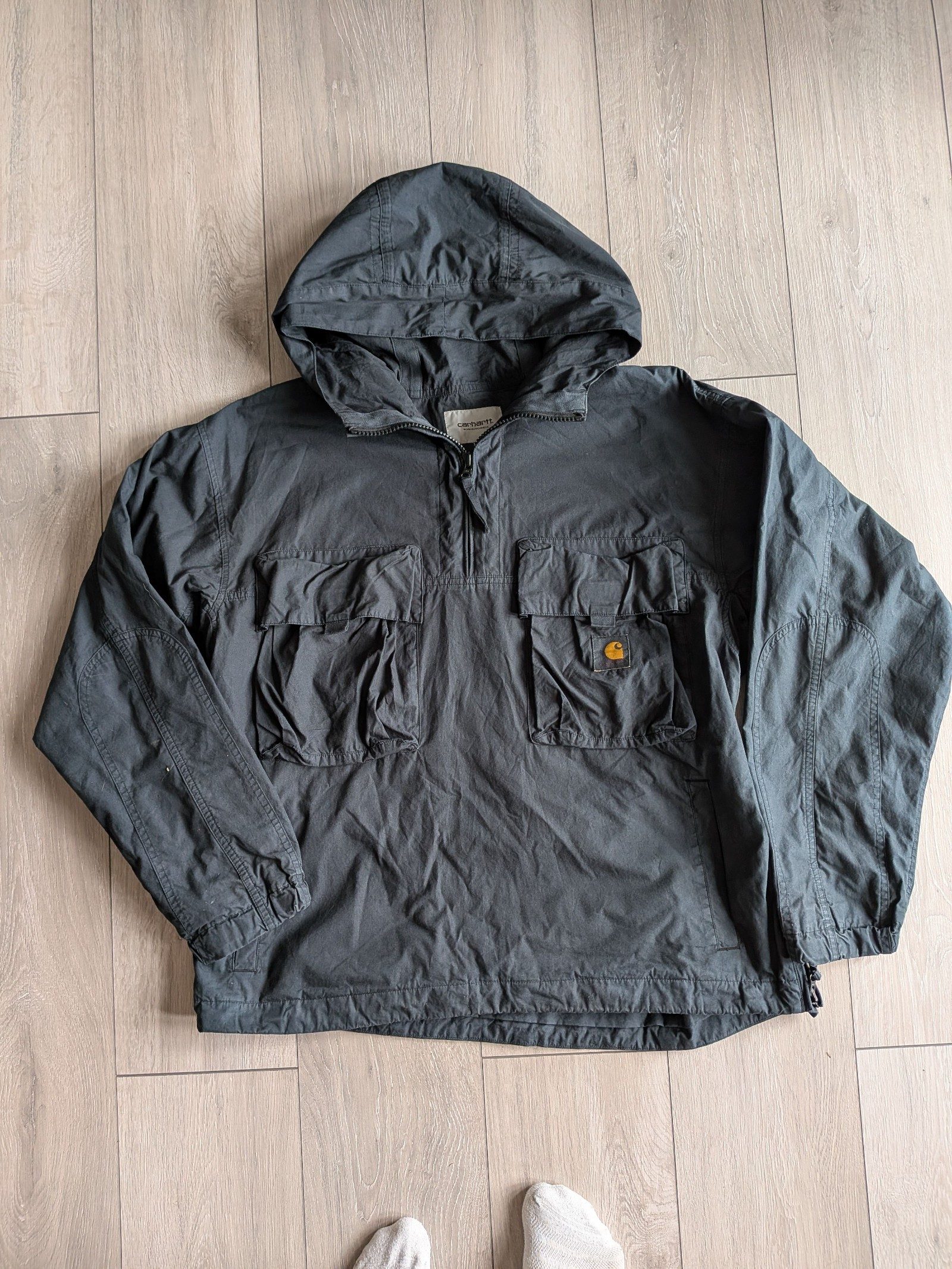Carhartt WIP Berm Pullover Hoodie Grey Medium Cotton Workwear (L) image 2