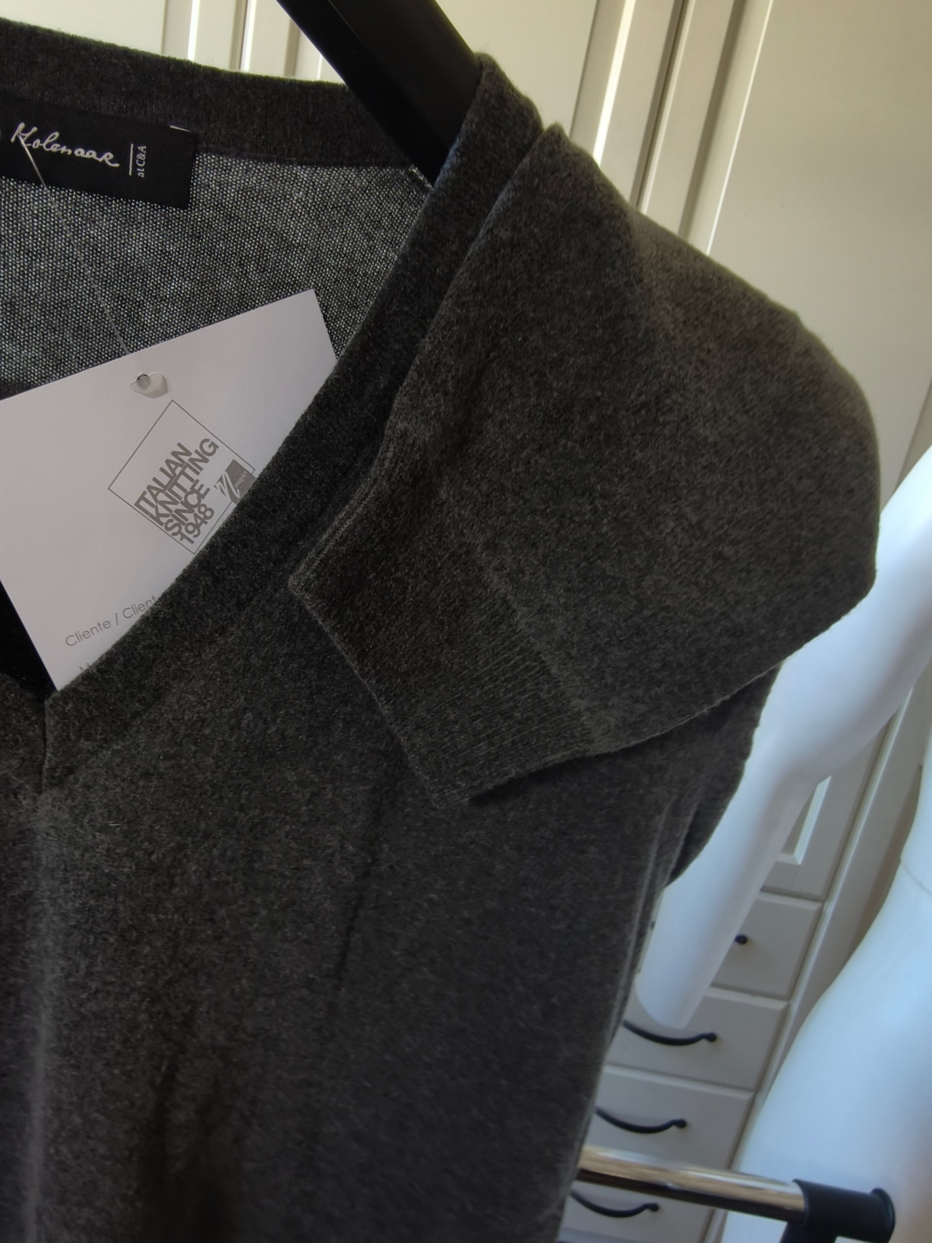 Maglia Uomo Frans Molenaar M L Grigio 80% Lambswool Lana Agnello Scollo V Nuova Cartellino image 3