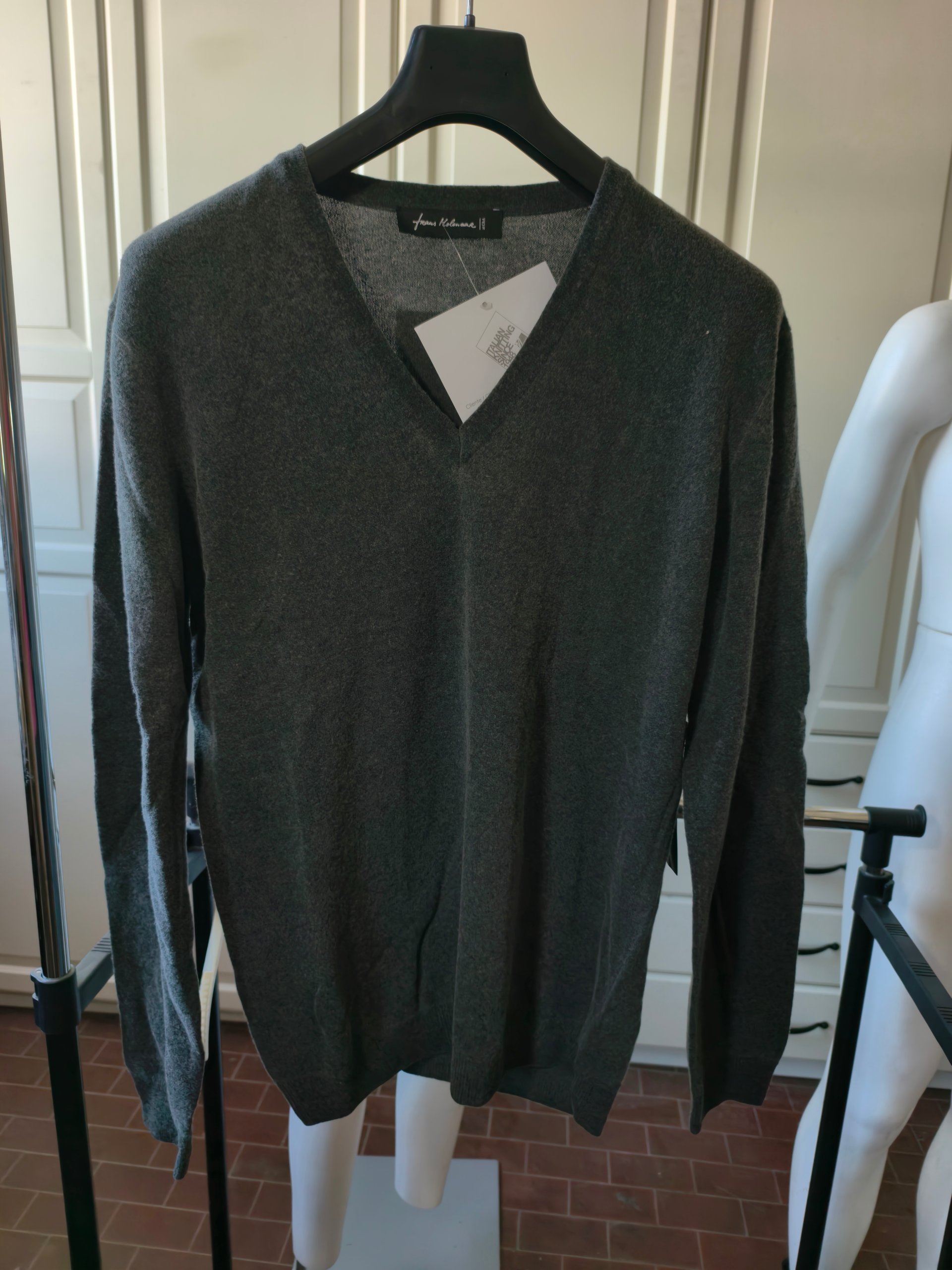 Maglia Uomo Frans Molenaar M L Grigio 80% Lambswool Lana Agnello Scollo V Nuova Cartellino