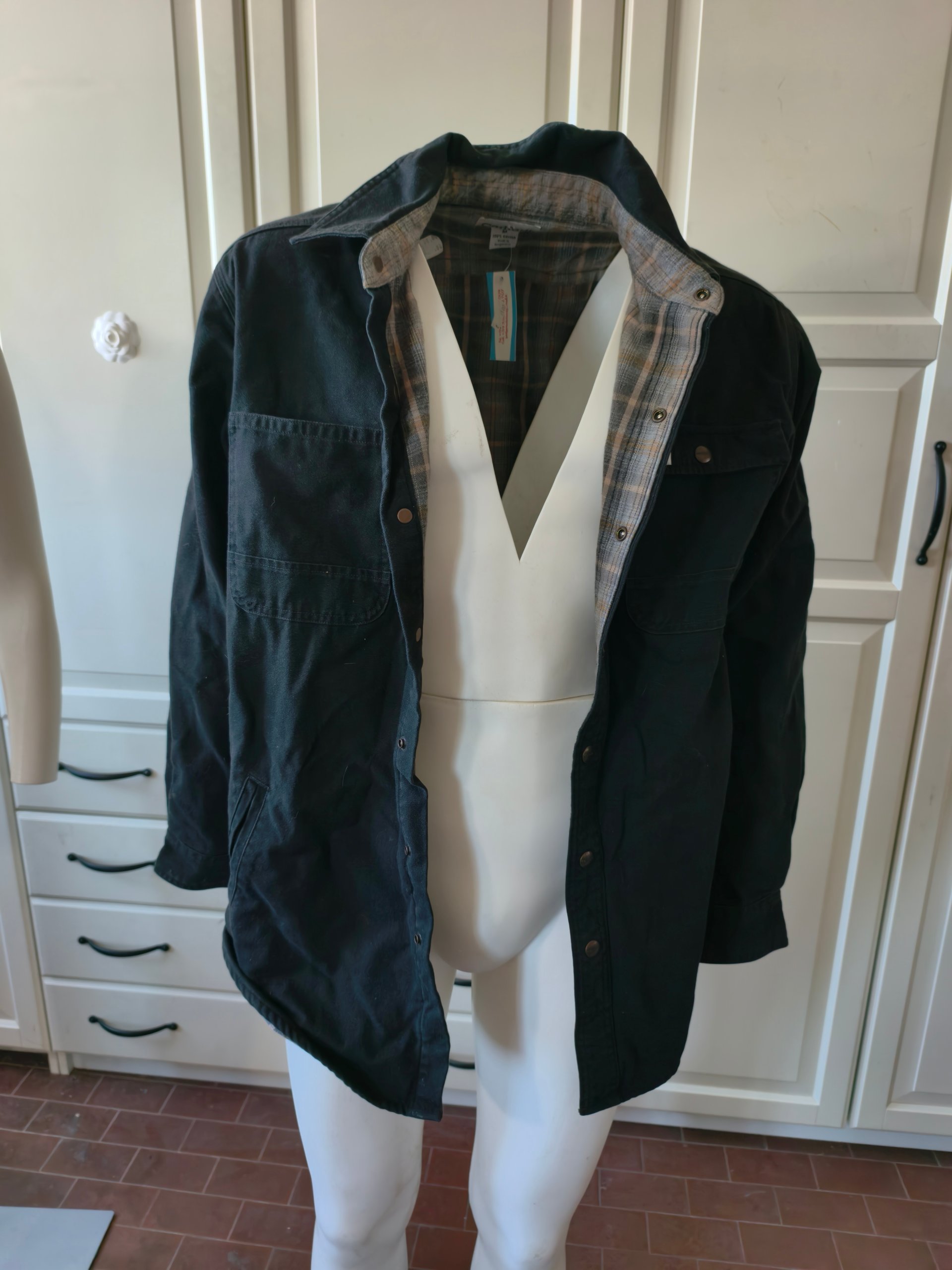 Giacca Carhartt Uomo M Nera Tela Canvas Fodera Flanella Quadri Sovracamicia Workwear