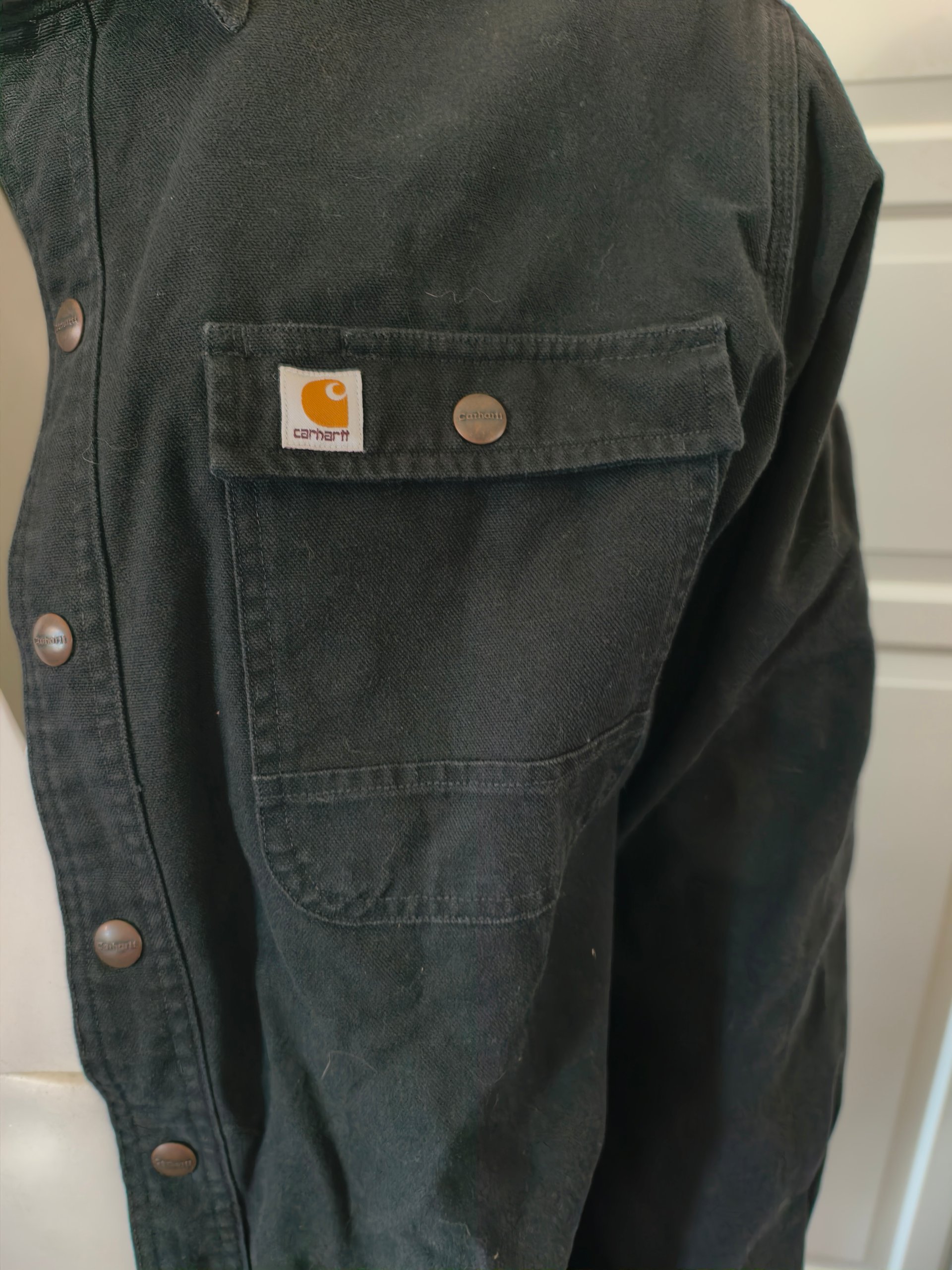 Giacca Carhartt Uomo M Nera Tela Canvas Fodera Flanella Quadri Sovracamicia Workwear image 4
