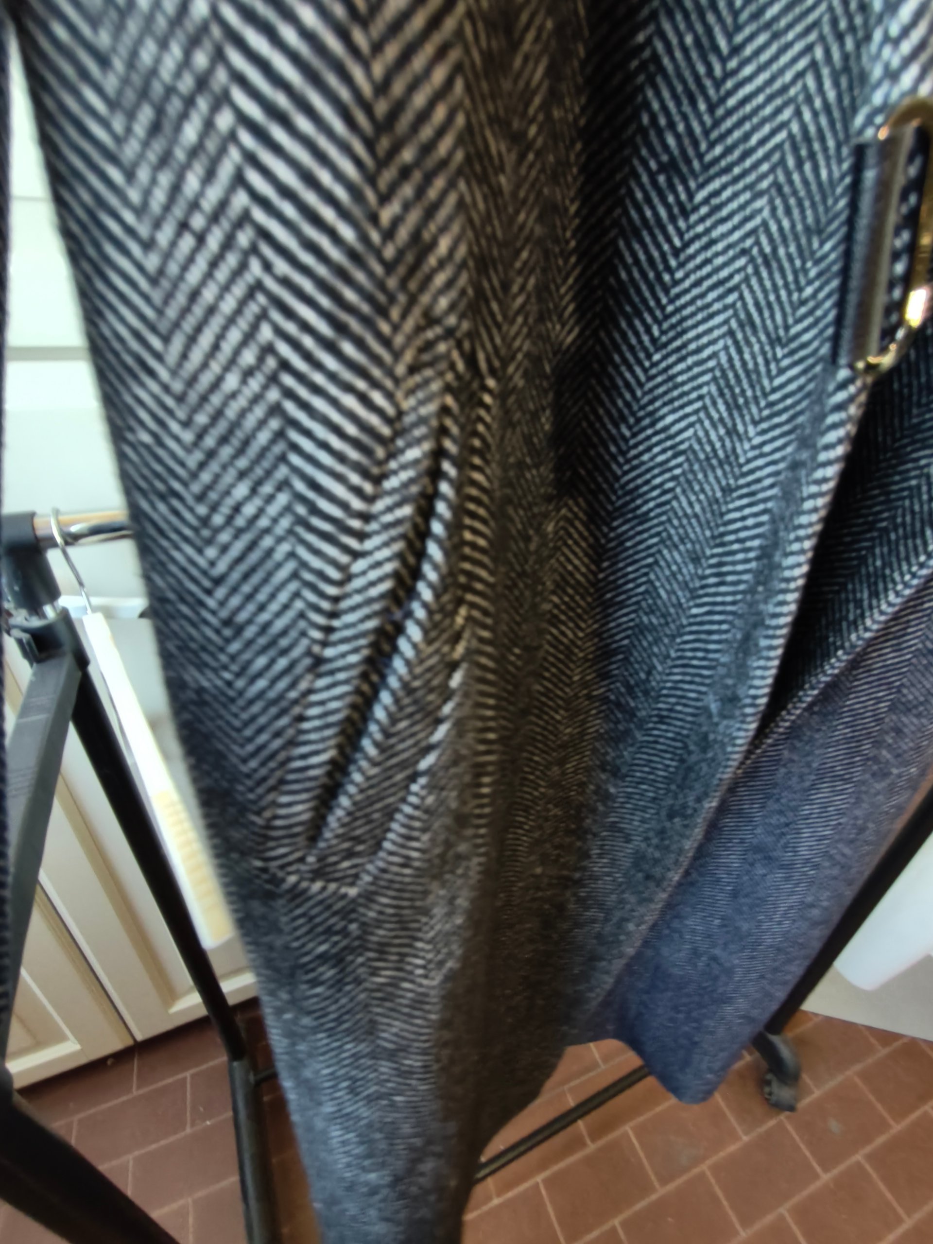 Cappotto Diamond Moda Donna L XL Grigio Spina di Pesce Misto Lana Lungo Dettagli Pelle image 4