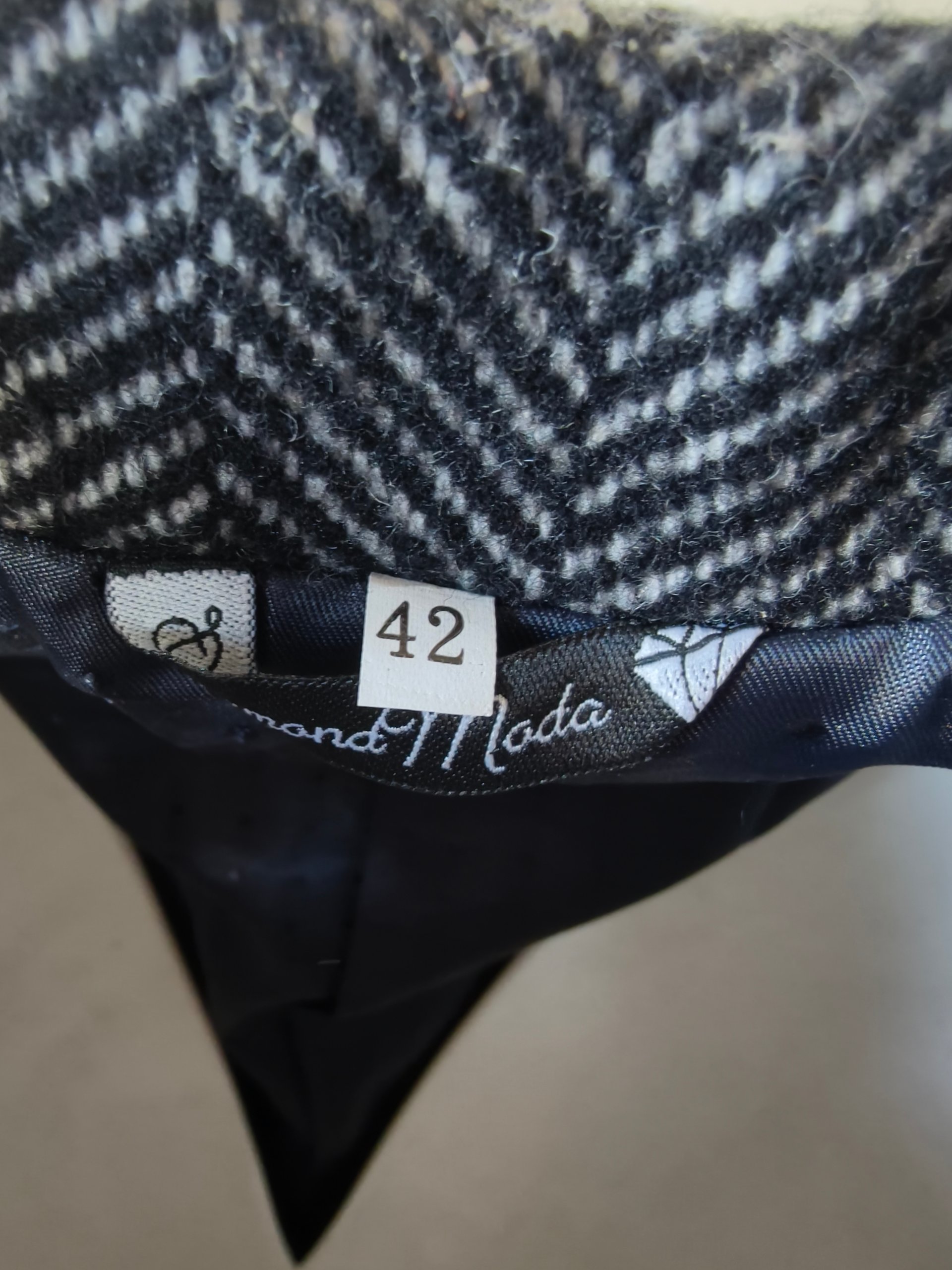Cappotto Diamond Moda Donna L XL Grigio Spina di Pesce Misto Lana Lungo Dettagli Pelle image 6