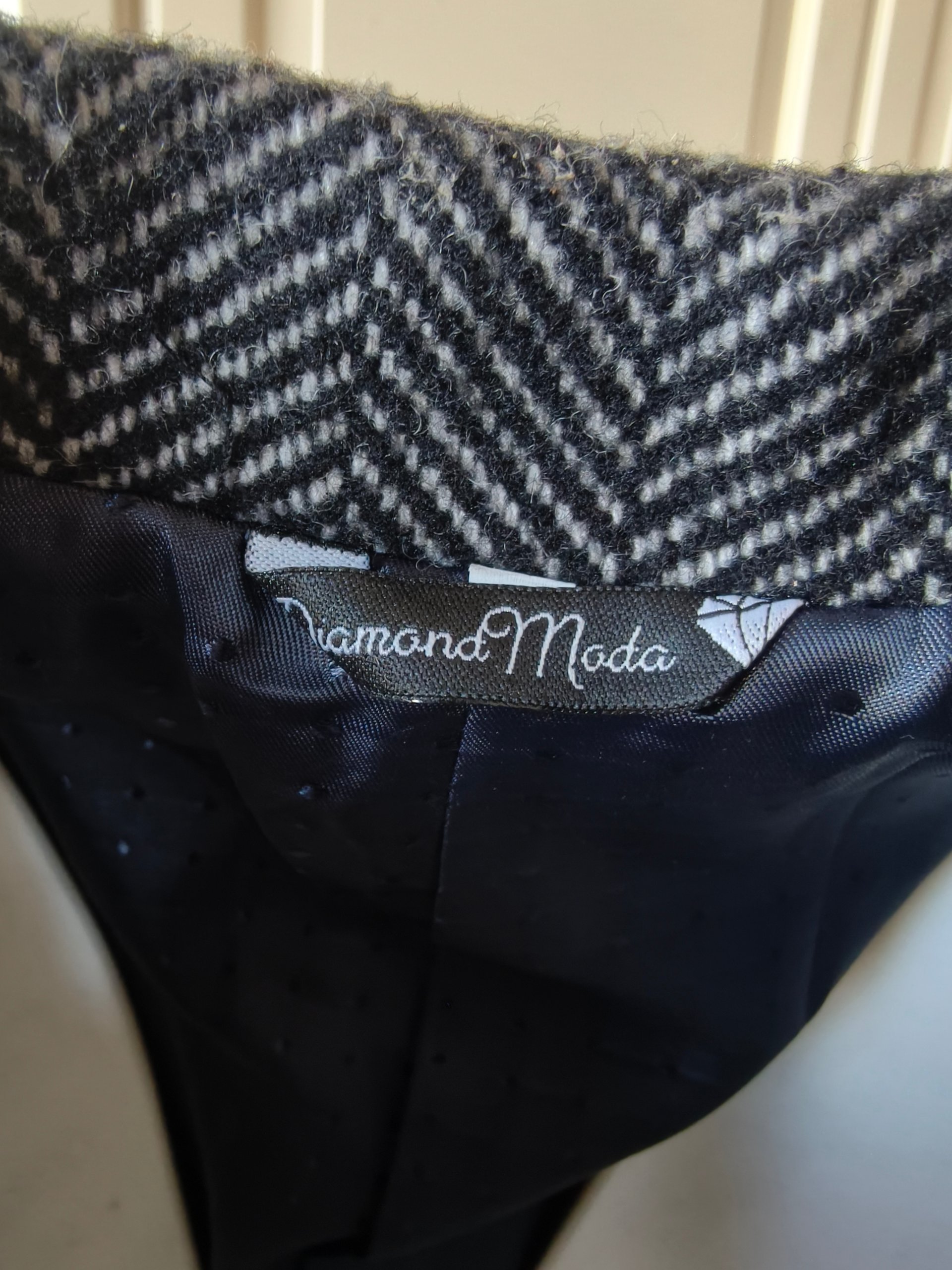 Cappotto Diamond Moda Donna L XL Grigio Spina di Pesce Misto Lana Lungo Dettagli Pelle image 7
