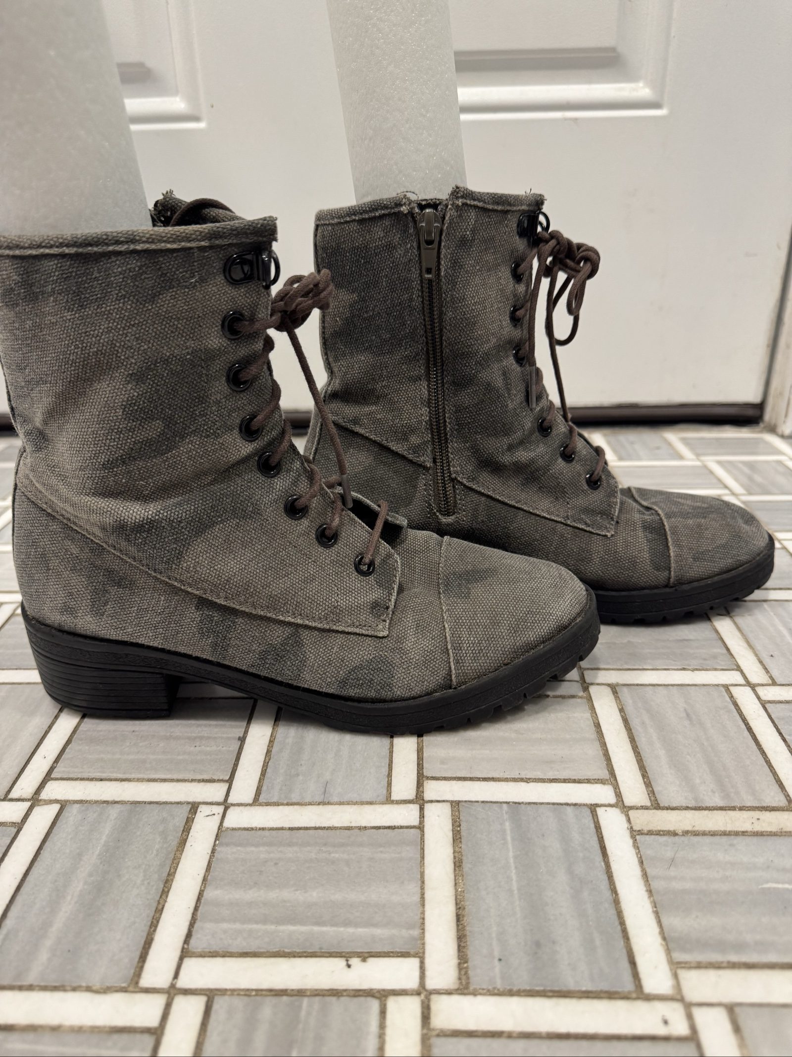 Women’s Madden Girl Emma Camo Combat Boots - Gray/Black - Size 7.5 image 2
