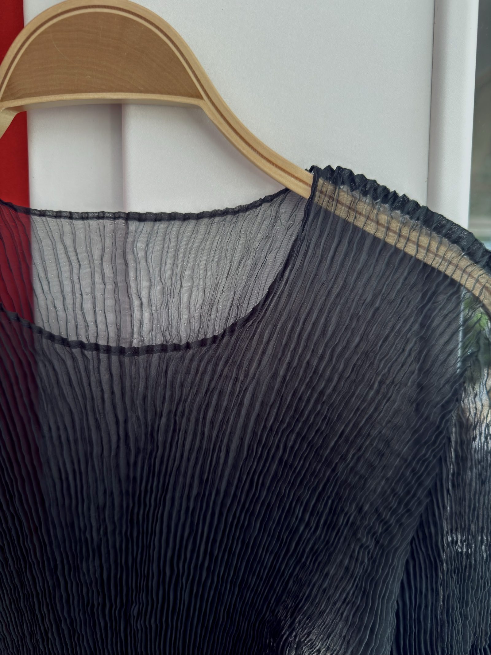 Issey Miyake Black Pleated Long Sleeve Top Medium image 2