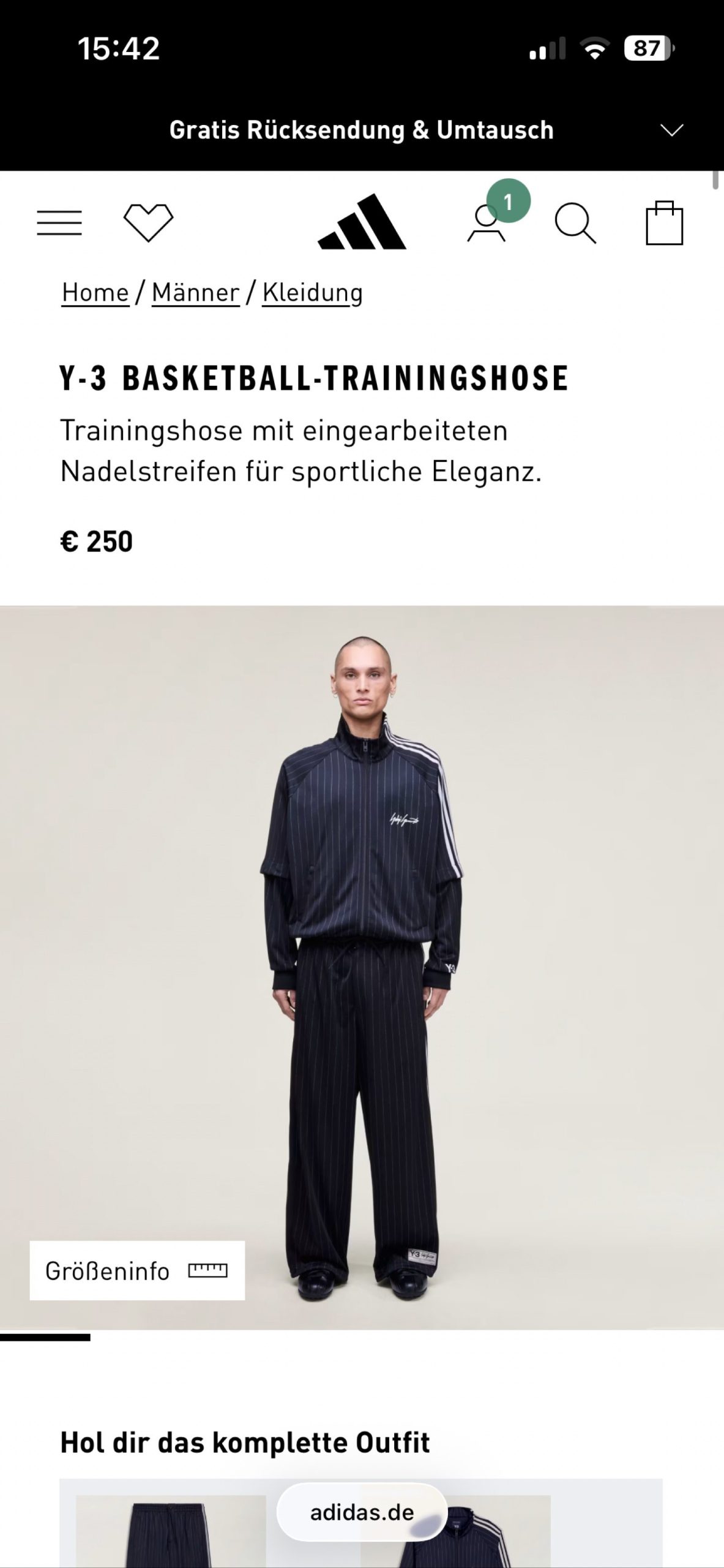 Y-3 Black Pinstripe Track Pants XL with Side Stripes
