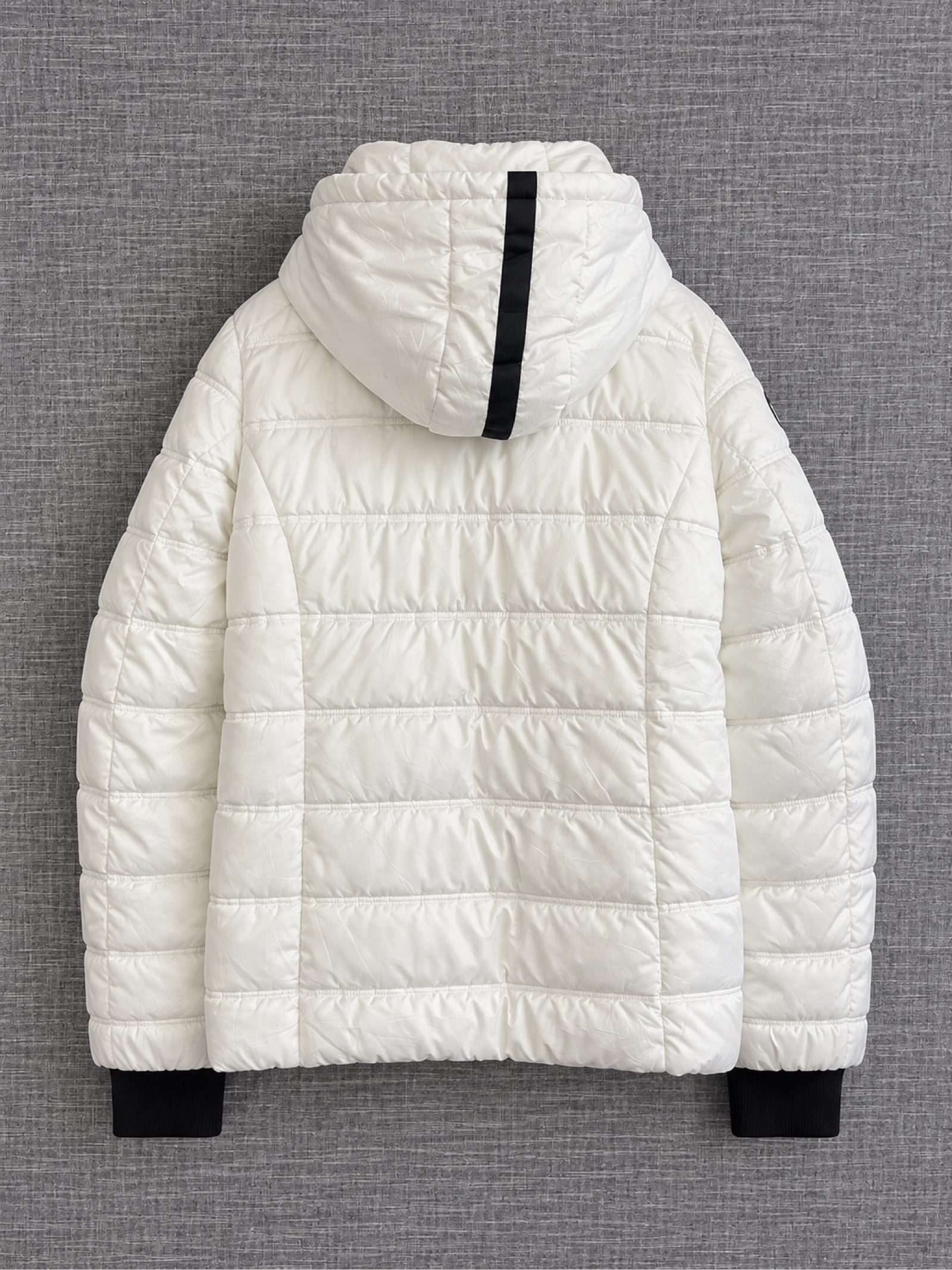 Nautica Women's White Quilted Hooded Puffer Jacket Large Water Resistant image 2