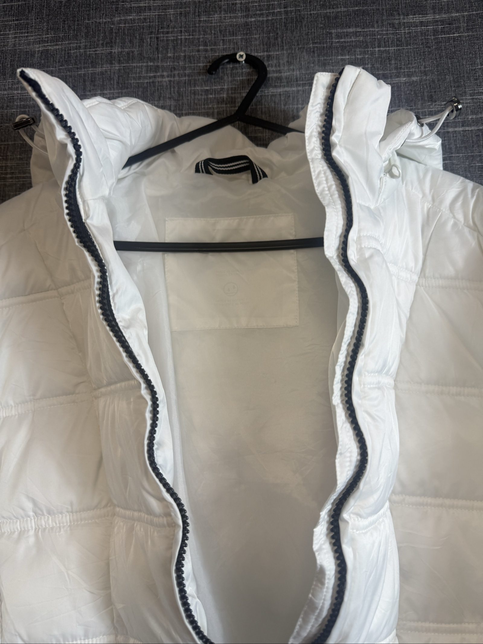 Nautica Women's White Quilted Hooded Puffer Jacket Large Water Resistant image 4