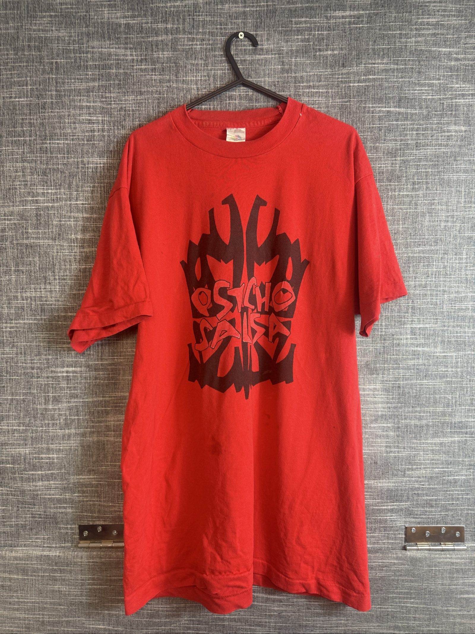 Psycho Salsa Men's Red Graphic T-Shirt Large Stains