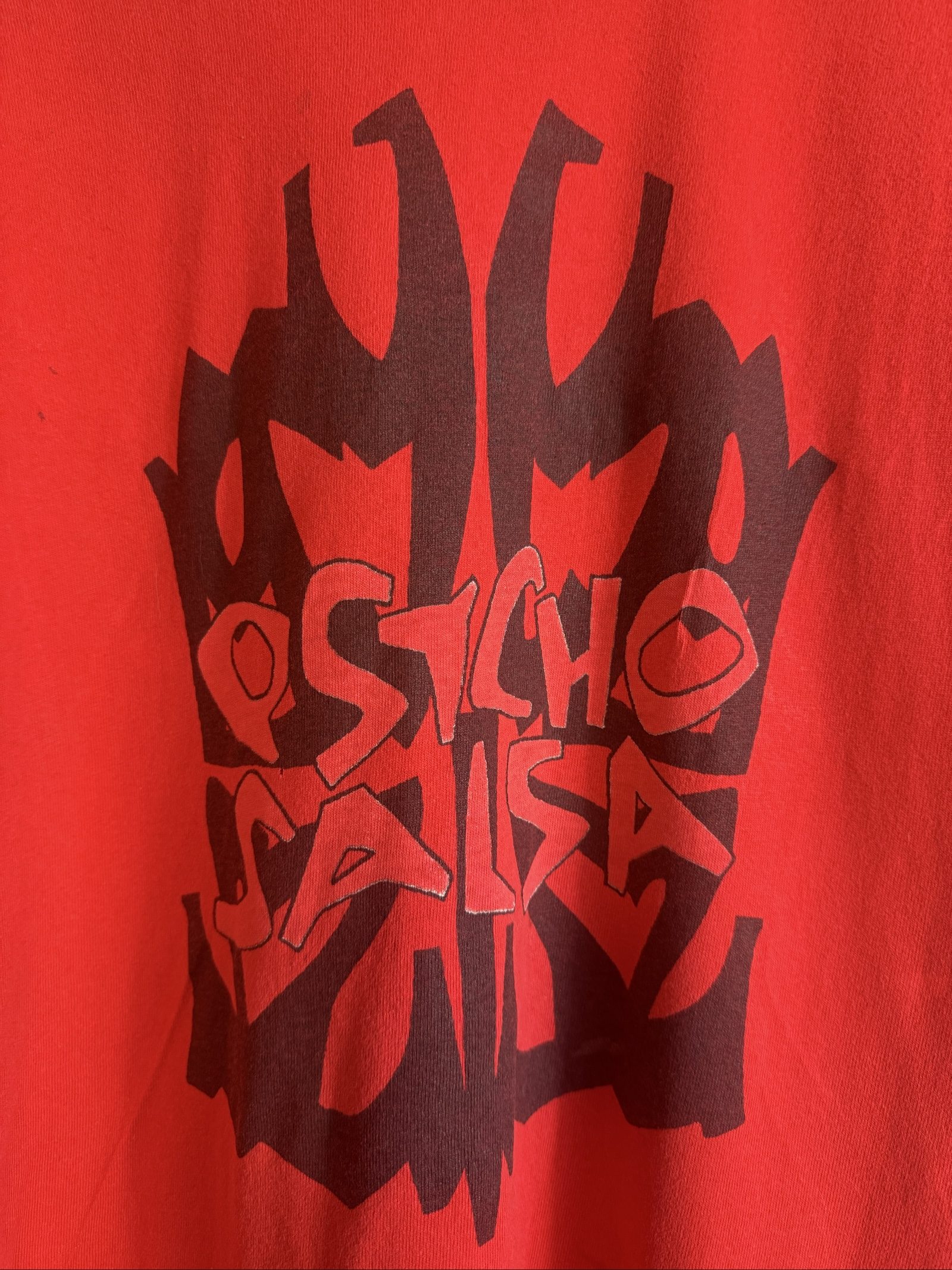 Psycho Salsa Men's Red Graphic T-Shirt Large Stains image 2