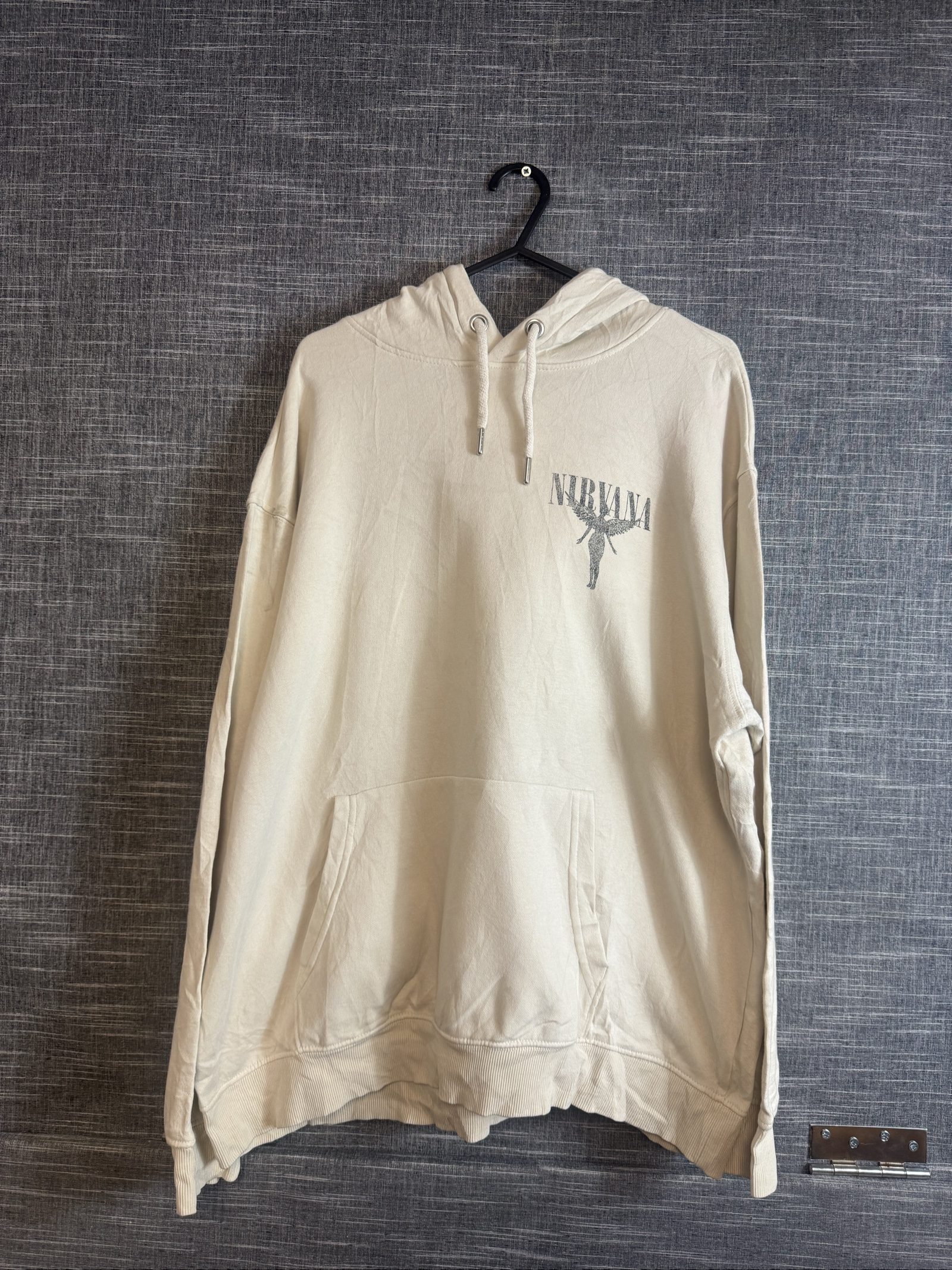 H&M Women's Nirvana Print Beige Hoodie Small Casual