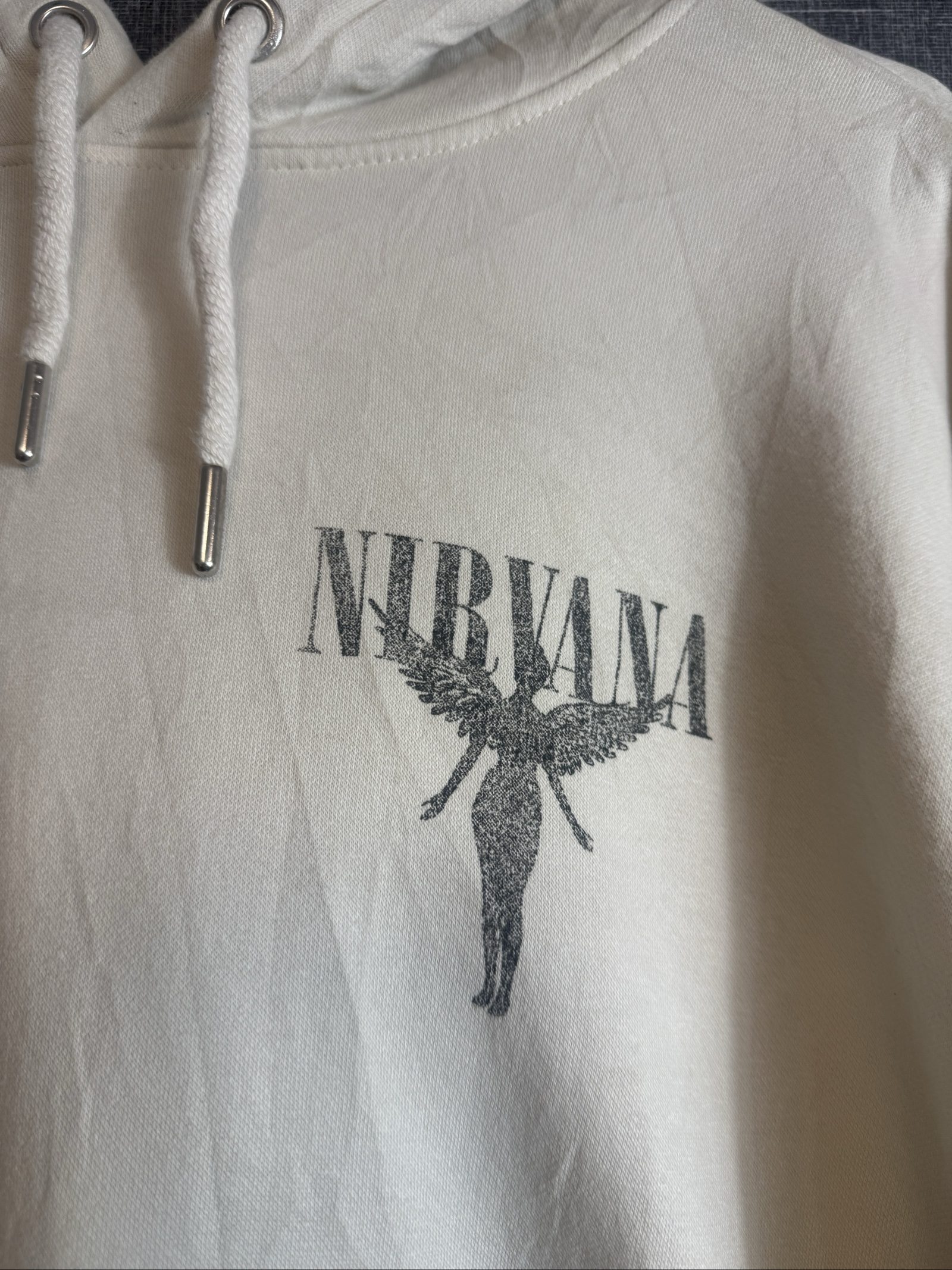 H&M Women's Nirvana Print Beige Hoodie Small Casual image 2