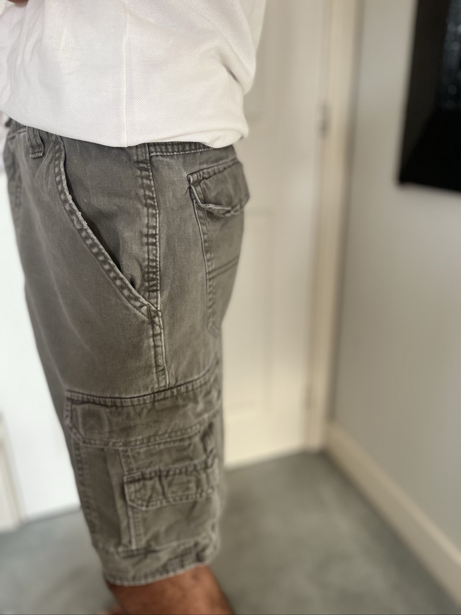 Unbranded Grey Cargo Shorts Medium Cotton Blend 32W image 3