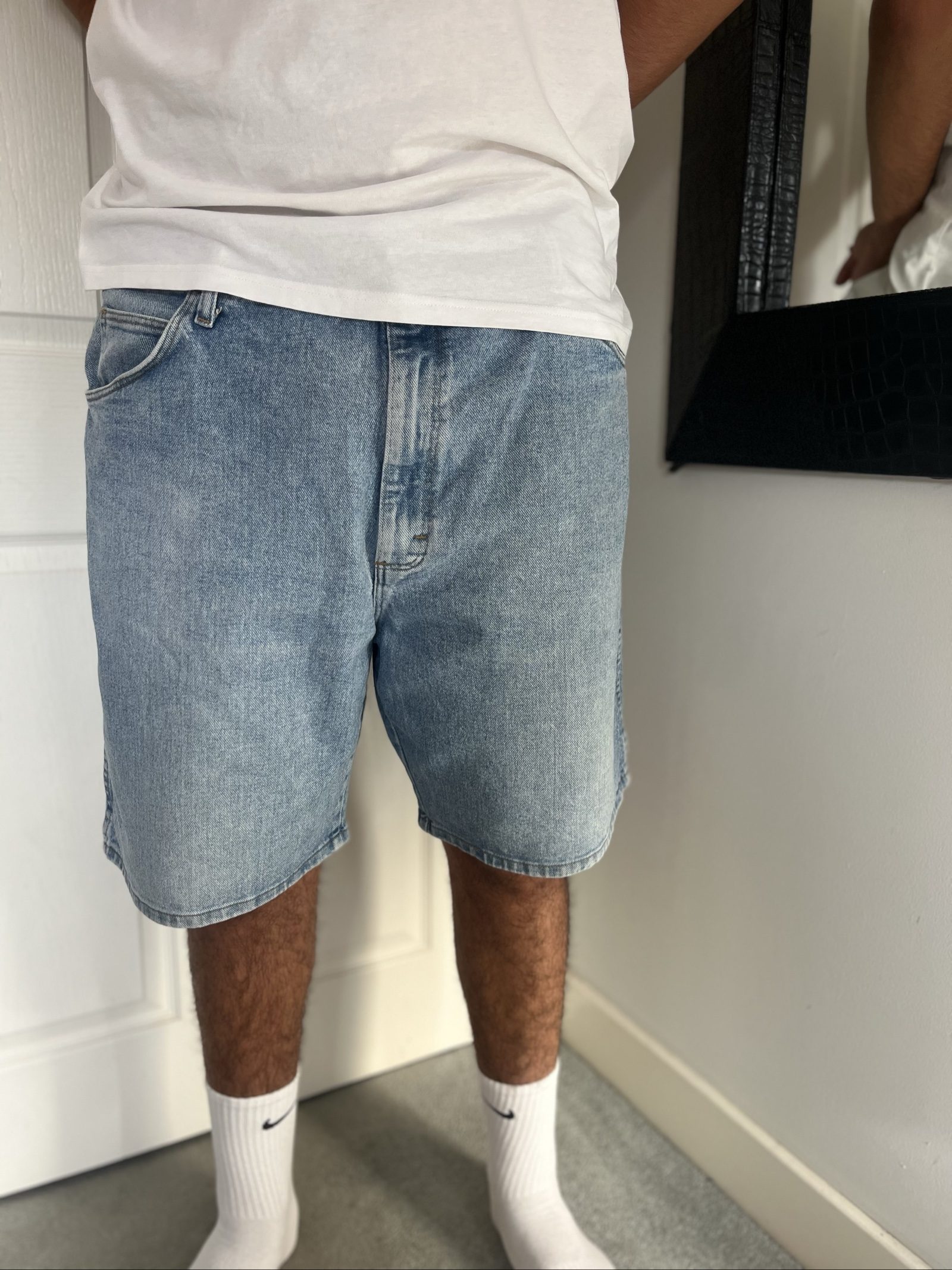 Wrangler Light Blue Denim Shorts XLarge Men's image 3
