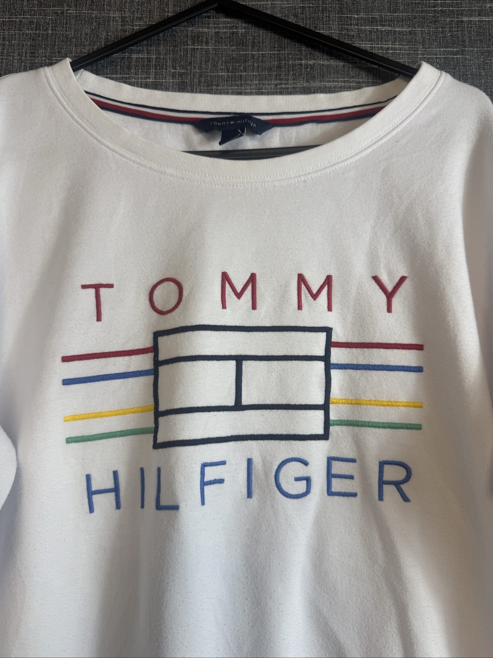 Tommy Hilfiger Women’s White Crew Neck Sweatshirt Small Multicolour Logo image 6