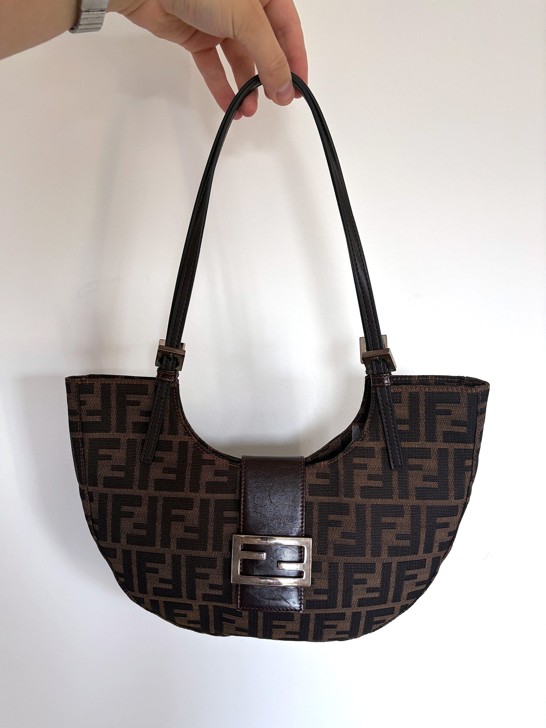 Fendi Zucca Crescent Shoulder Bag