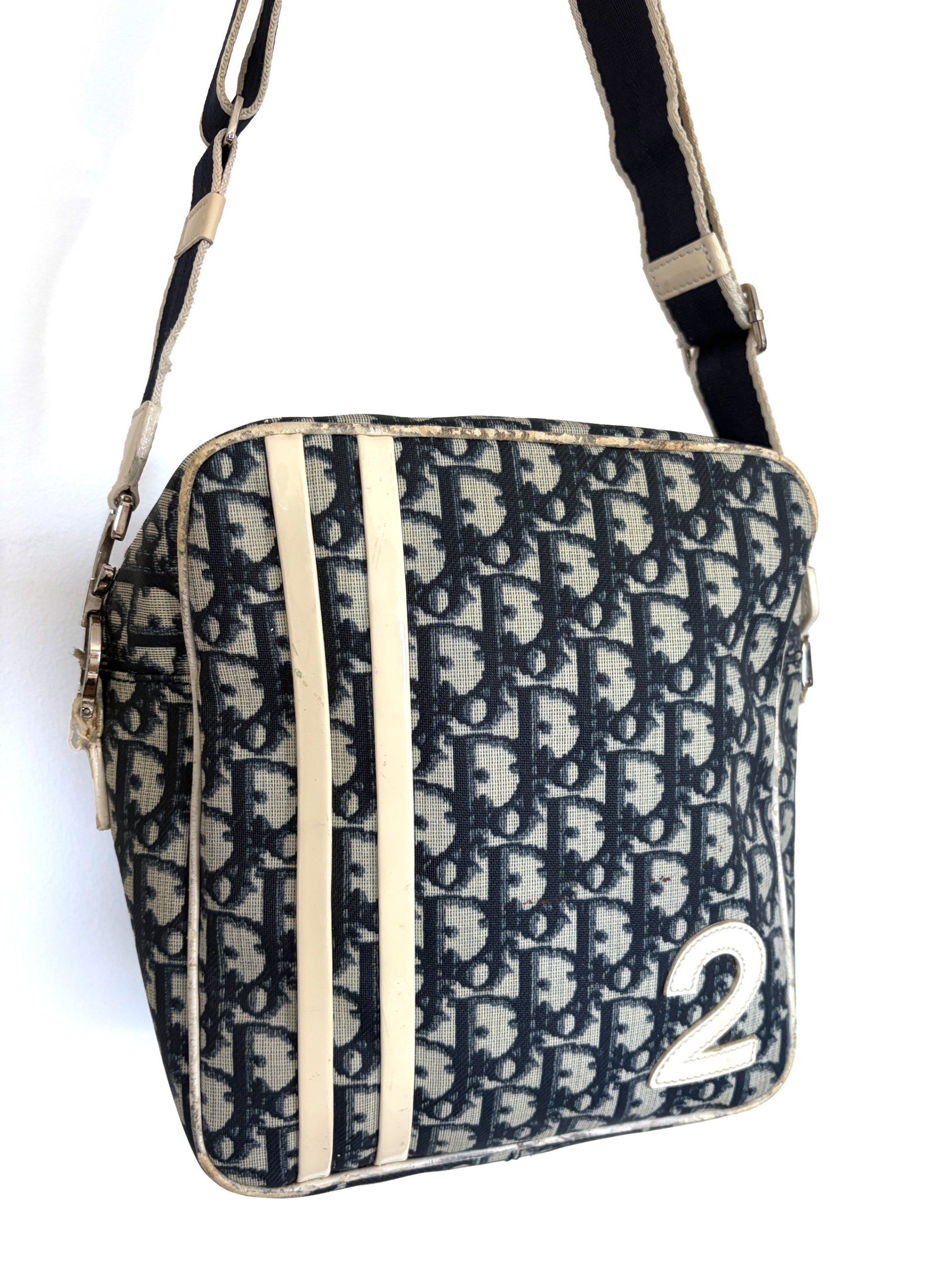 Christian Dior '1' Navy Trotter Monogram Crossbody Bag
