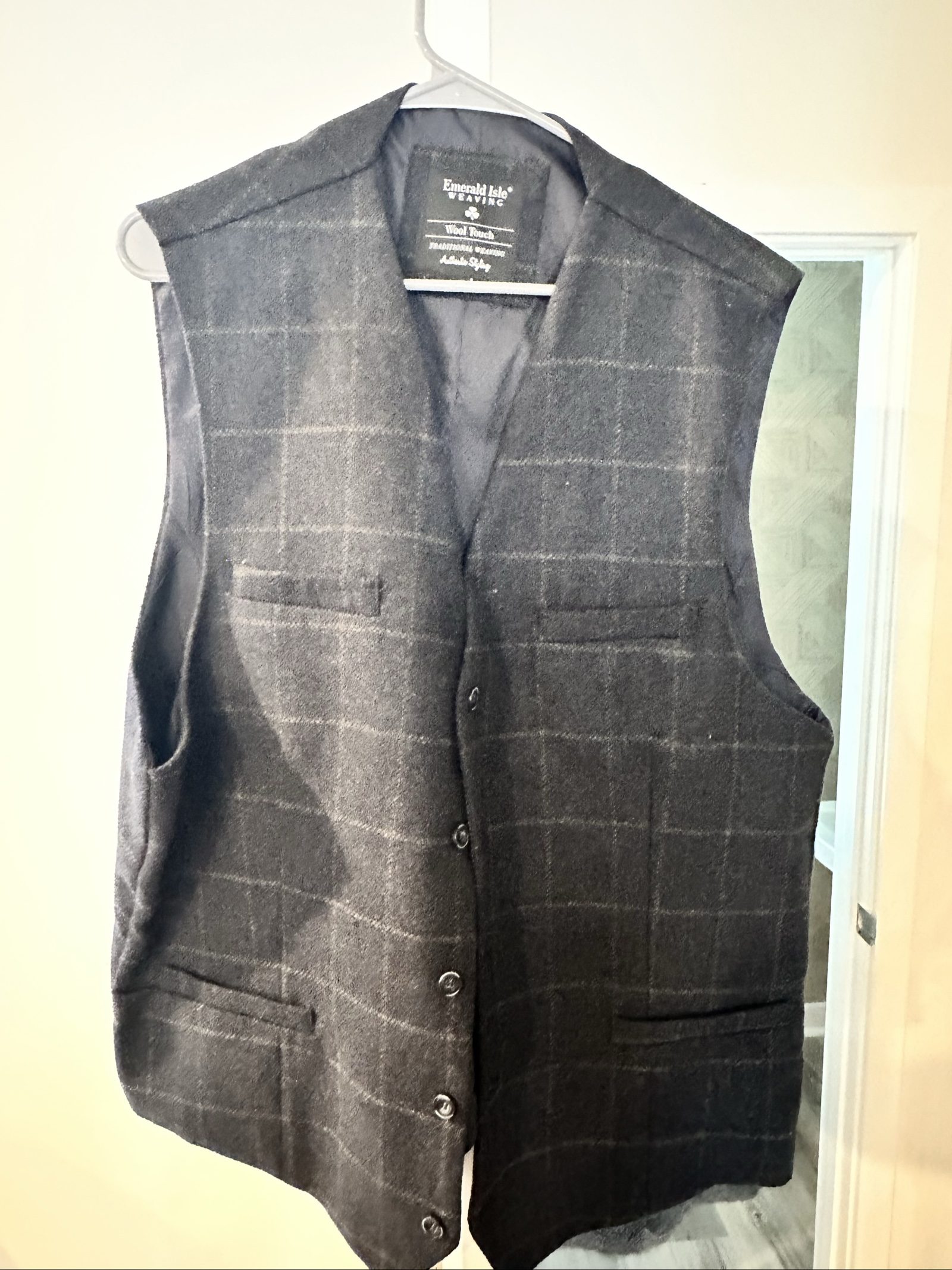 emerald isle black wool vest large image 2