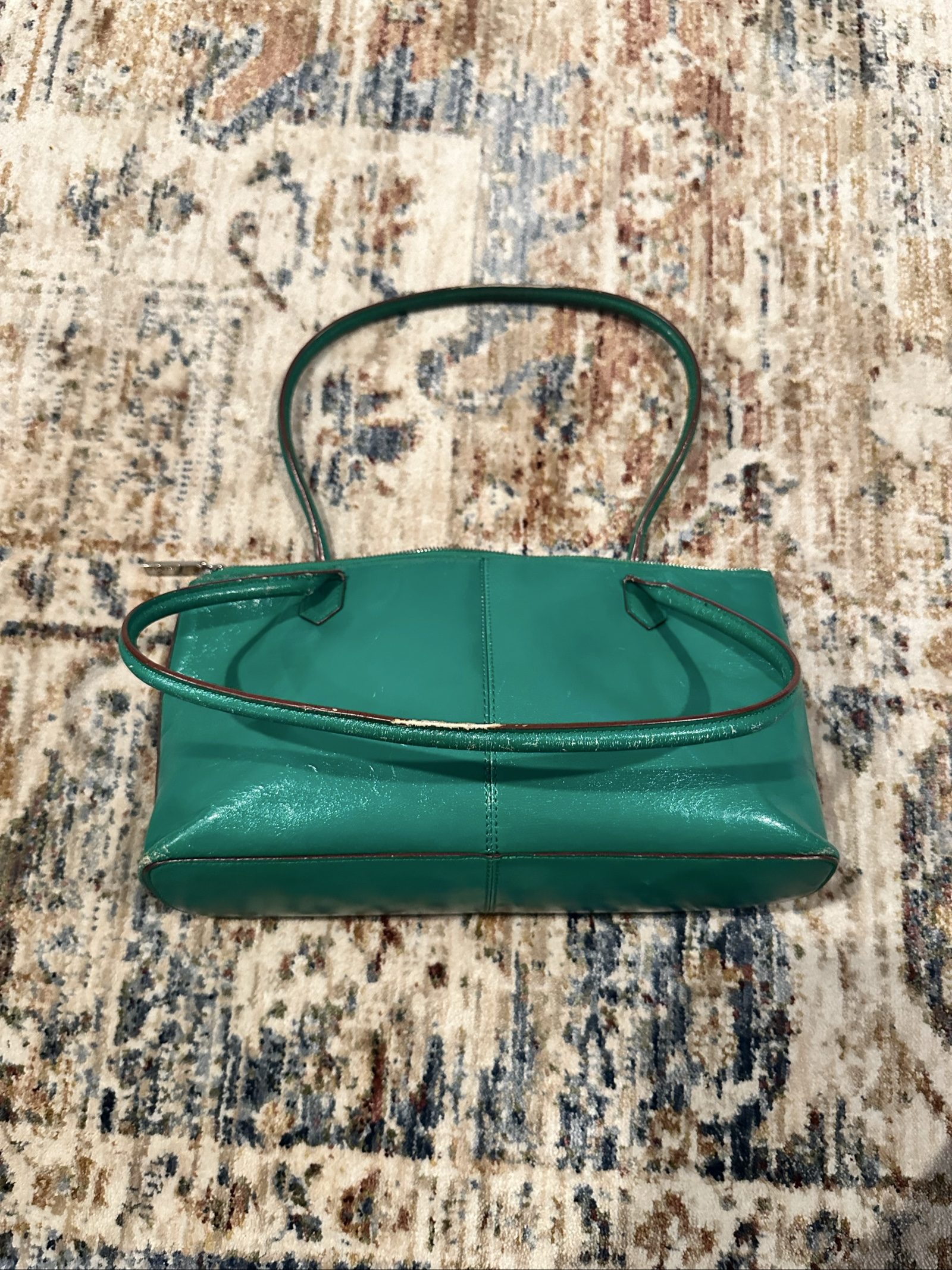 hobo teal leather shoulder bag one size
