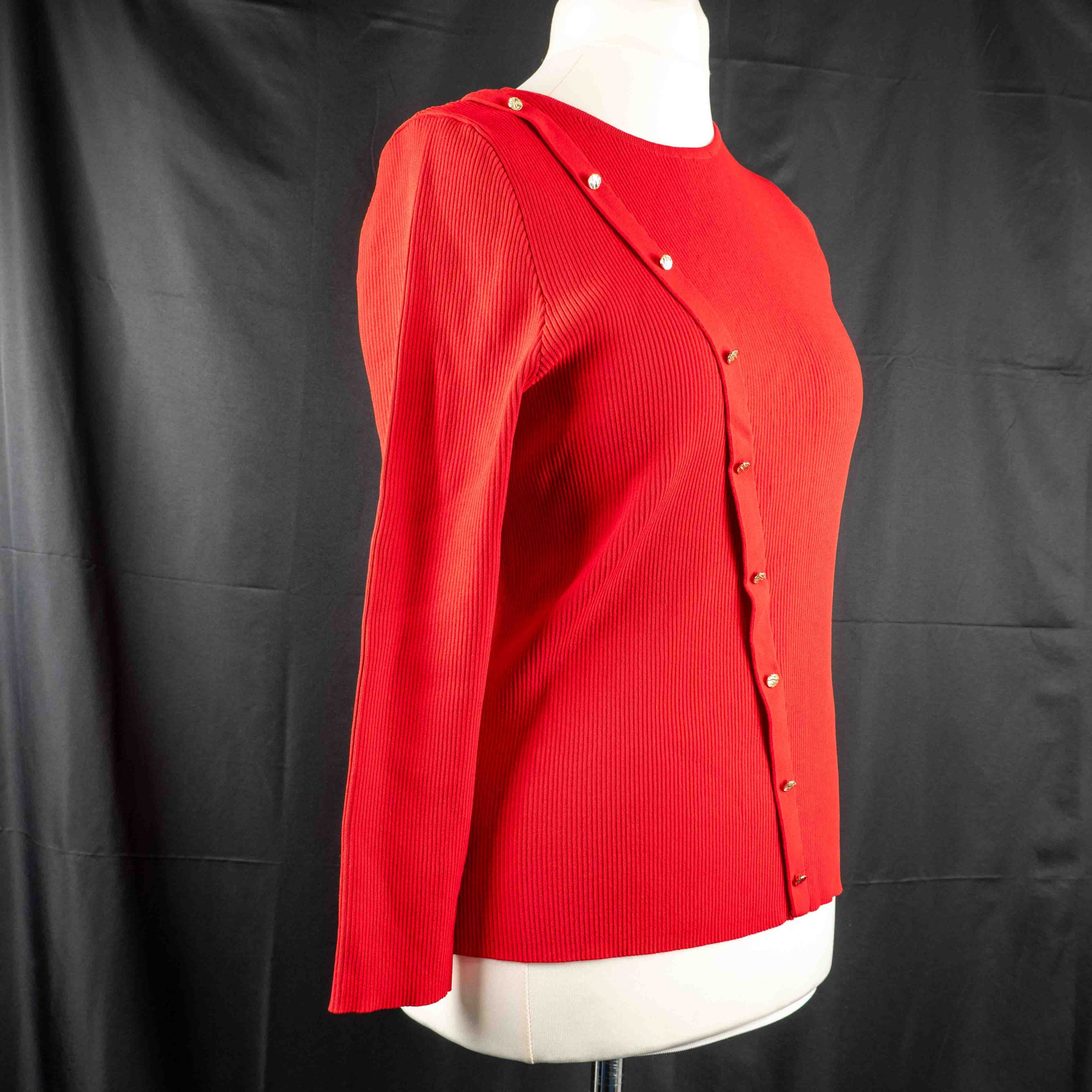 Next L Red Ribbed Button Detail Top Pre-Owned image 2