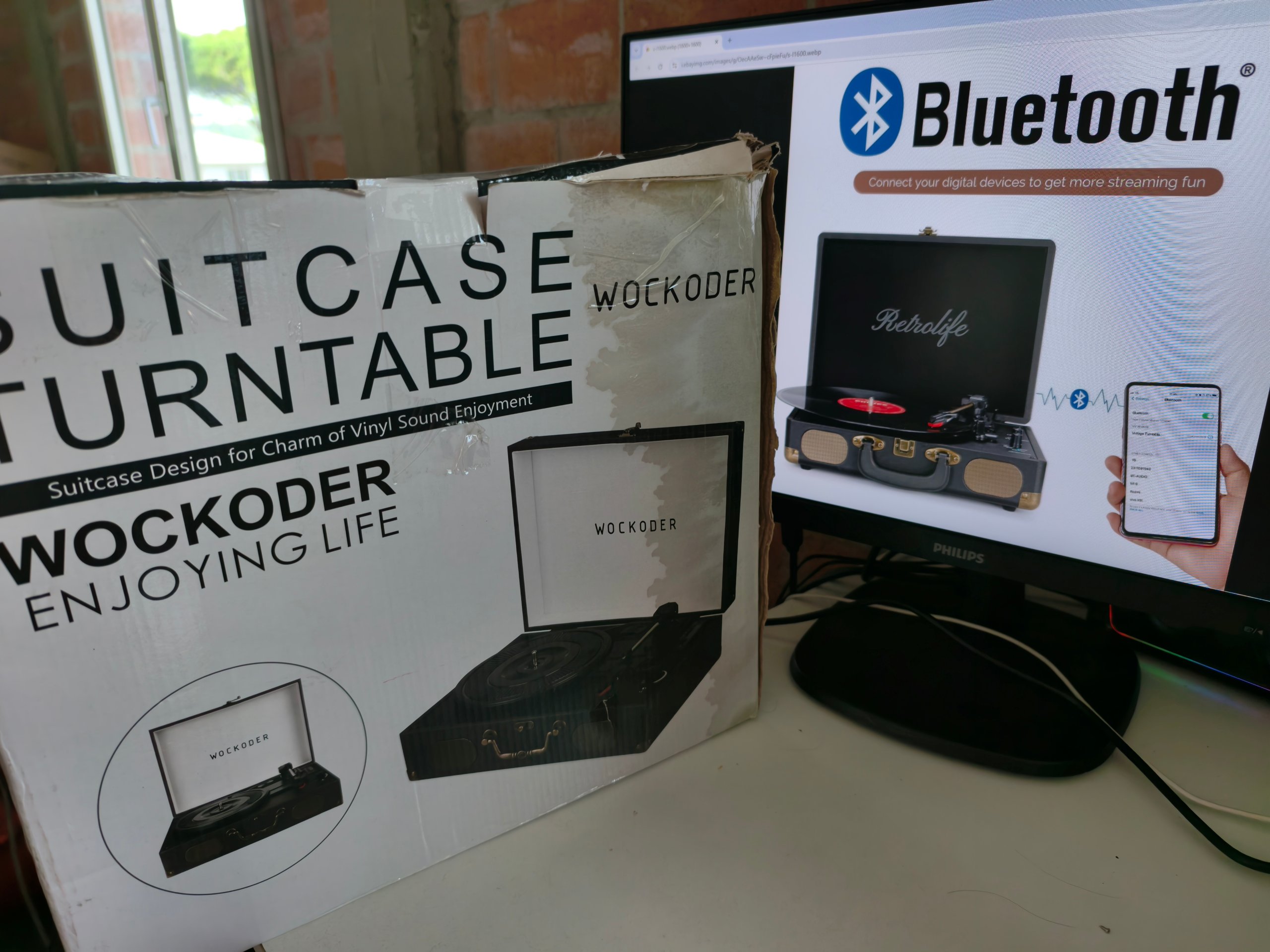Giradischi Portatile WOCKODER KD3011 Bluetooth USB SD AUX 3 Velocita Valigia Vintage Nero image 10